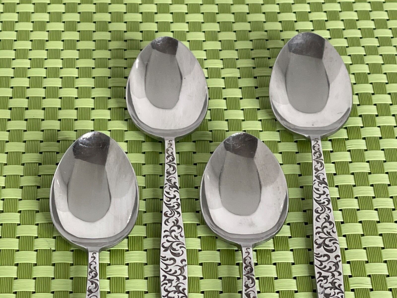 Unknown Manufacturer CORSICAN Stainless 4 Teaspoons Scrolls Black Flatware