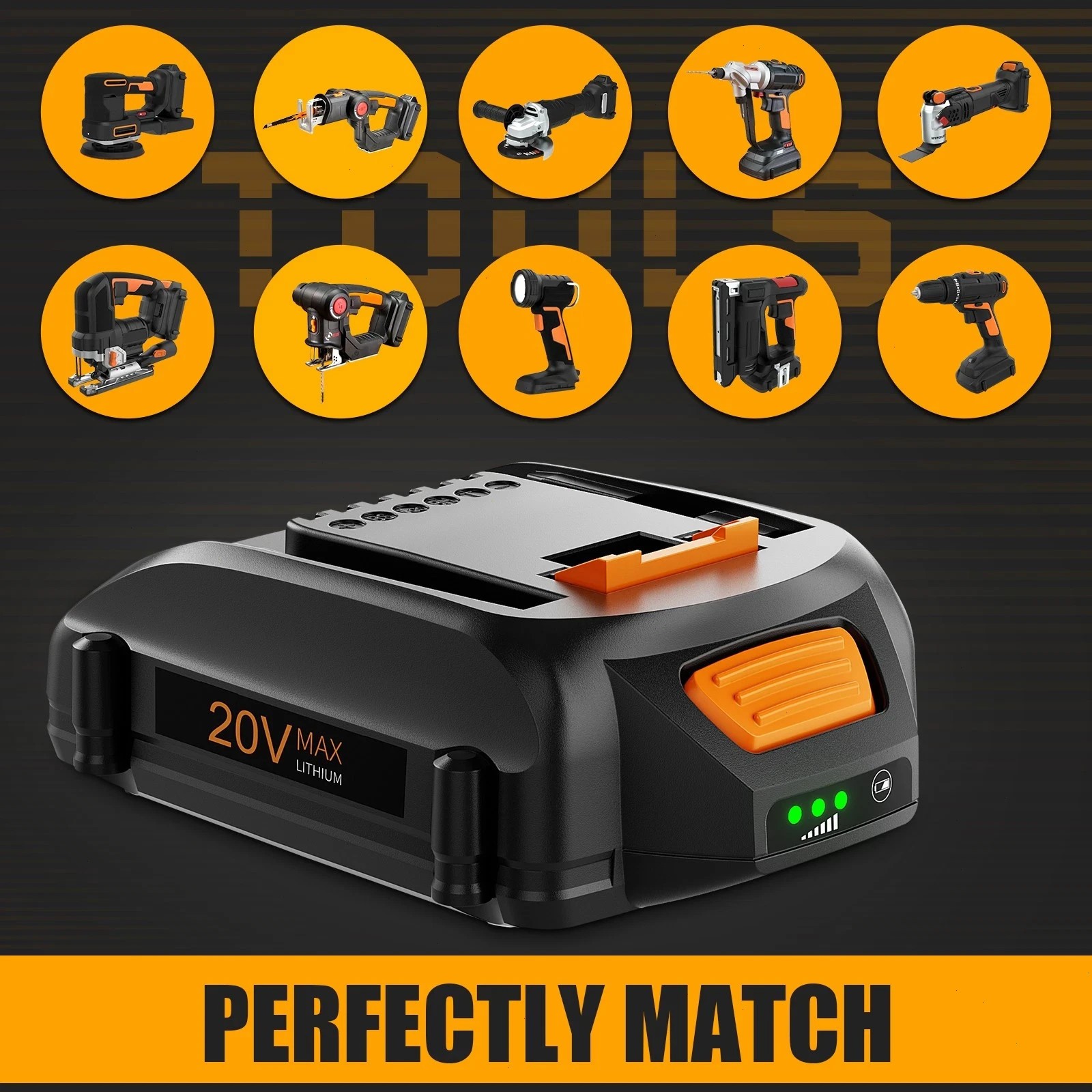 2PACK 8.0Ah For WORX 20V 8AH MAX Extend Lithium-Ion Battery WA3525 WA3575 WA3520