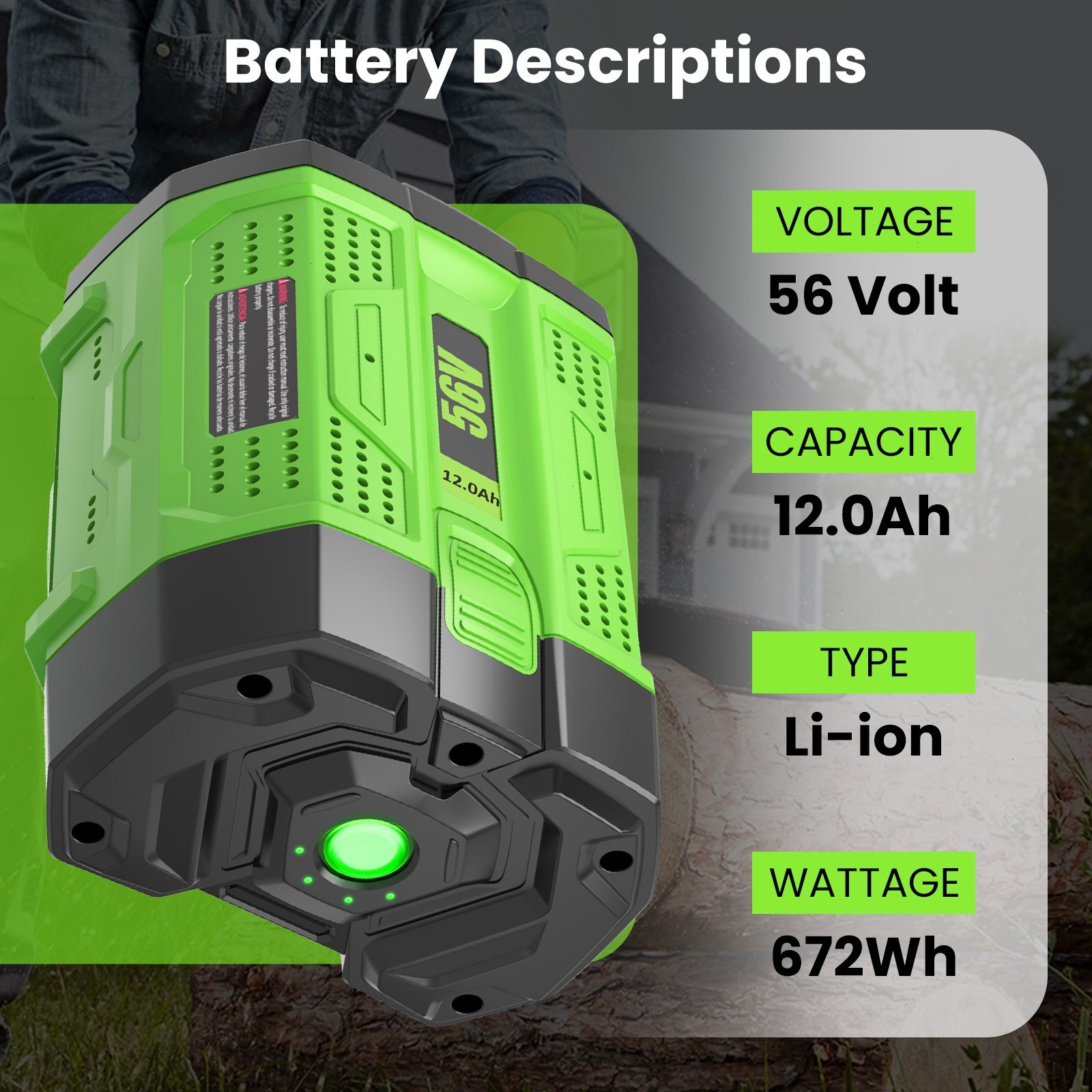 1~2PACK 56V 12.0Ah upgrade For EGO BA5600T Power + 56V 10Ah Lithium New Battery