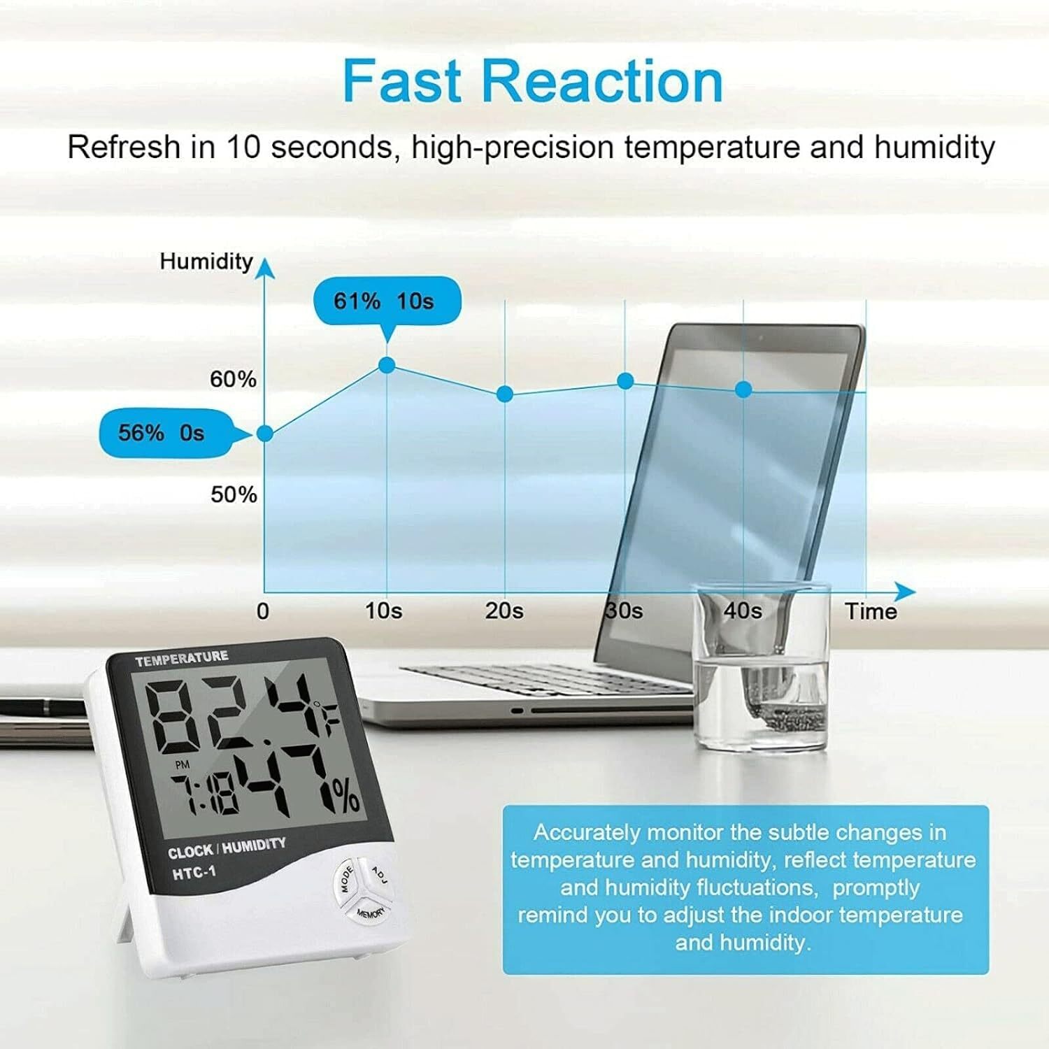 Thermometer Indoor Digital LCD Hygrometer Temperature Humidity Meter Alarm Clock