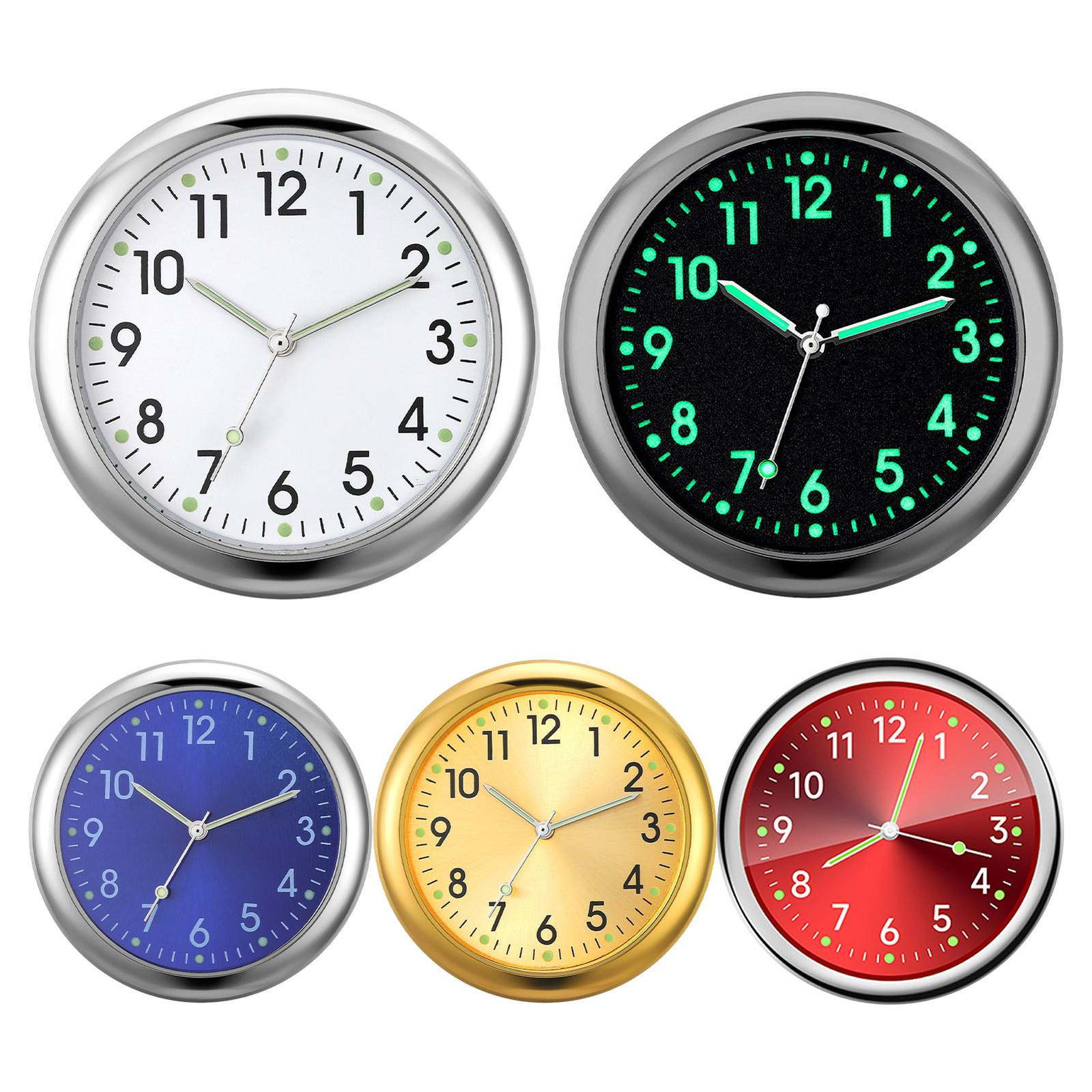 Car Dashboard Clock Mini Tiny Analog Clock Watch for Vehicle Stick On Clock USA