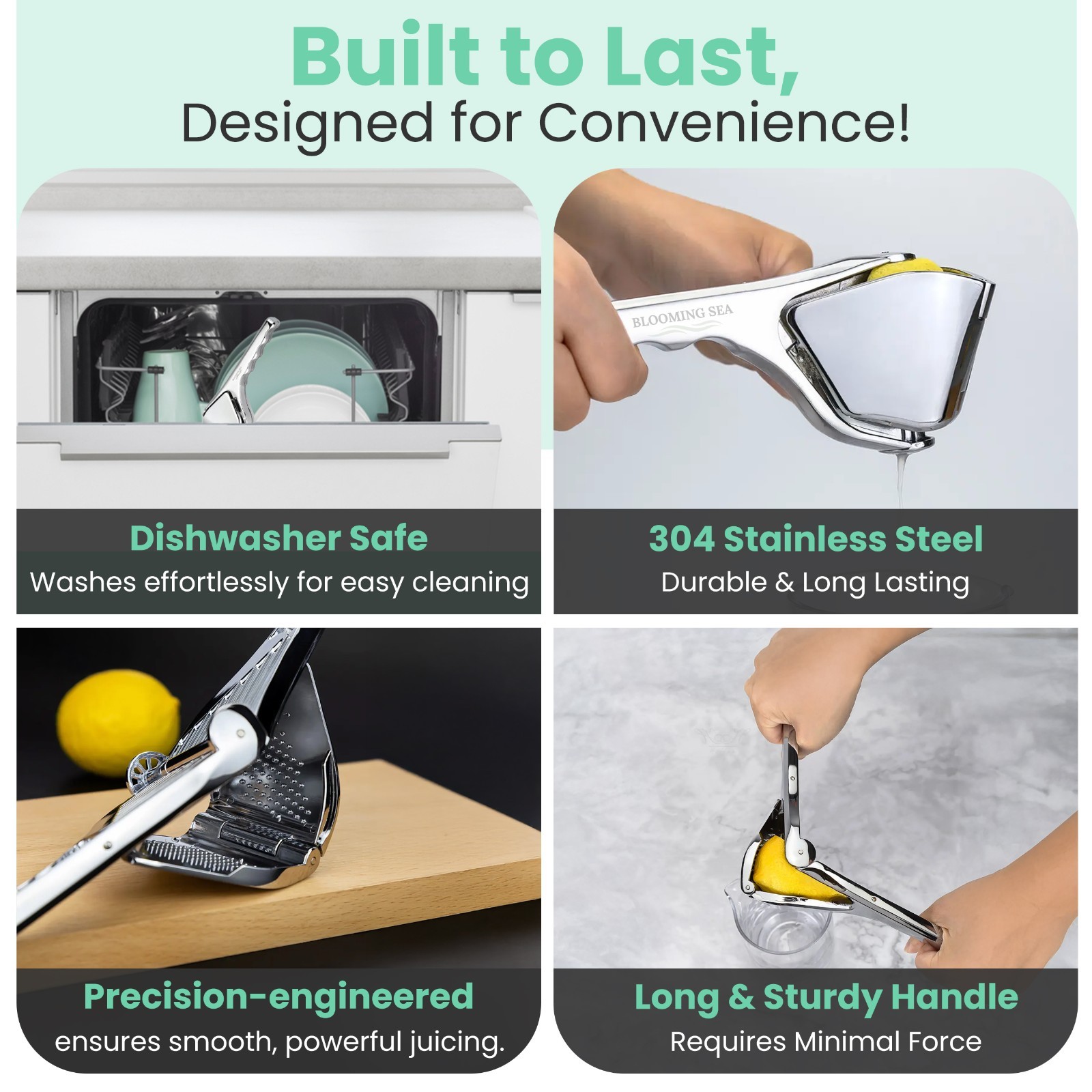 Blooming Sea Lemon Squeezer – Compact & Heavy-Duty Citrus Press Juicer