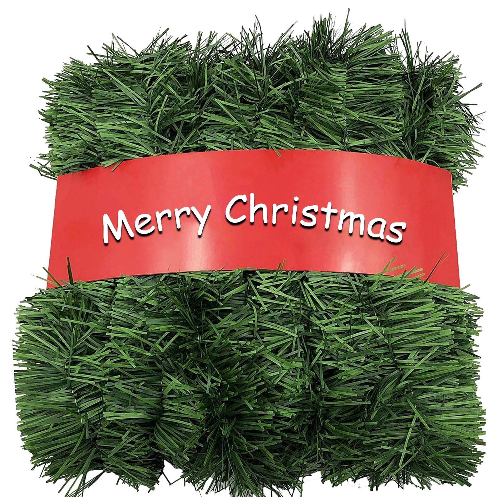 2-Pack 50FT Green Garland Christmas Decorations with Light Green-50FT,