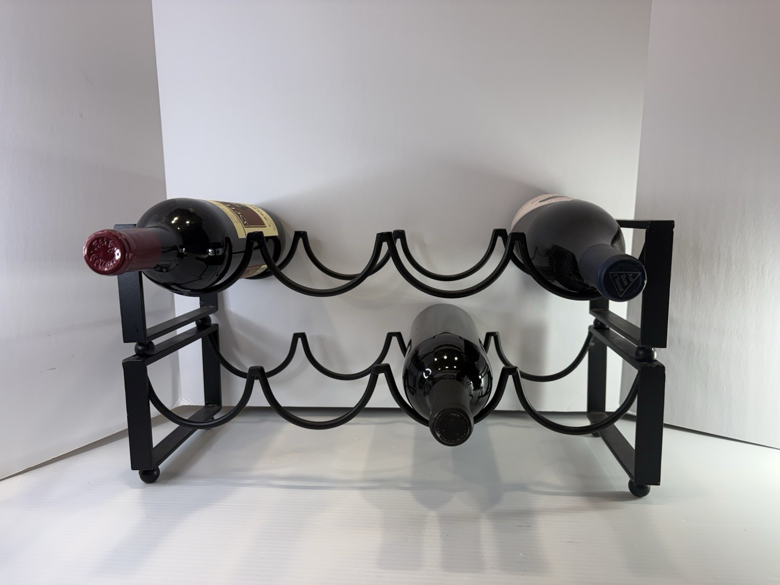 Wine Rack Pier1 Import Black Wrought Iron Holds 4 Bottles Stackable 15 Available