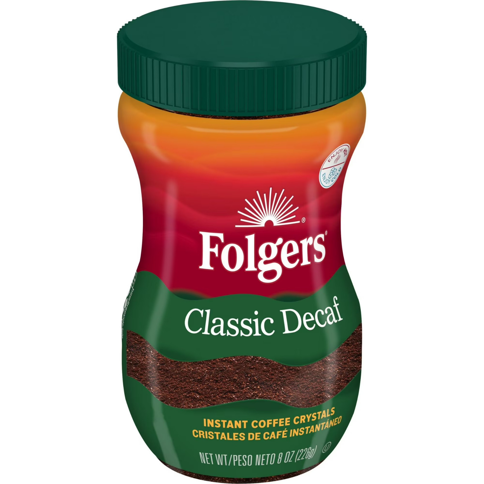 Folgers Classic Decaf Instant Coffee, 8-Ounce Jar NEW,