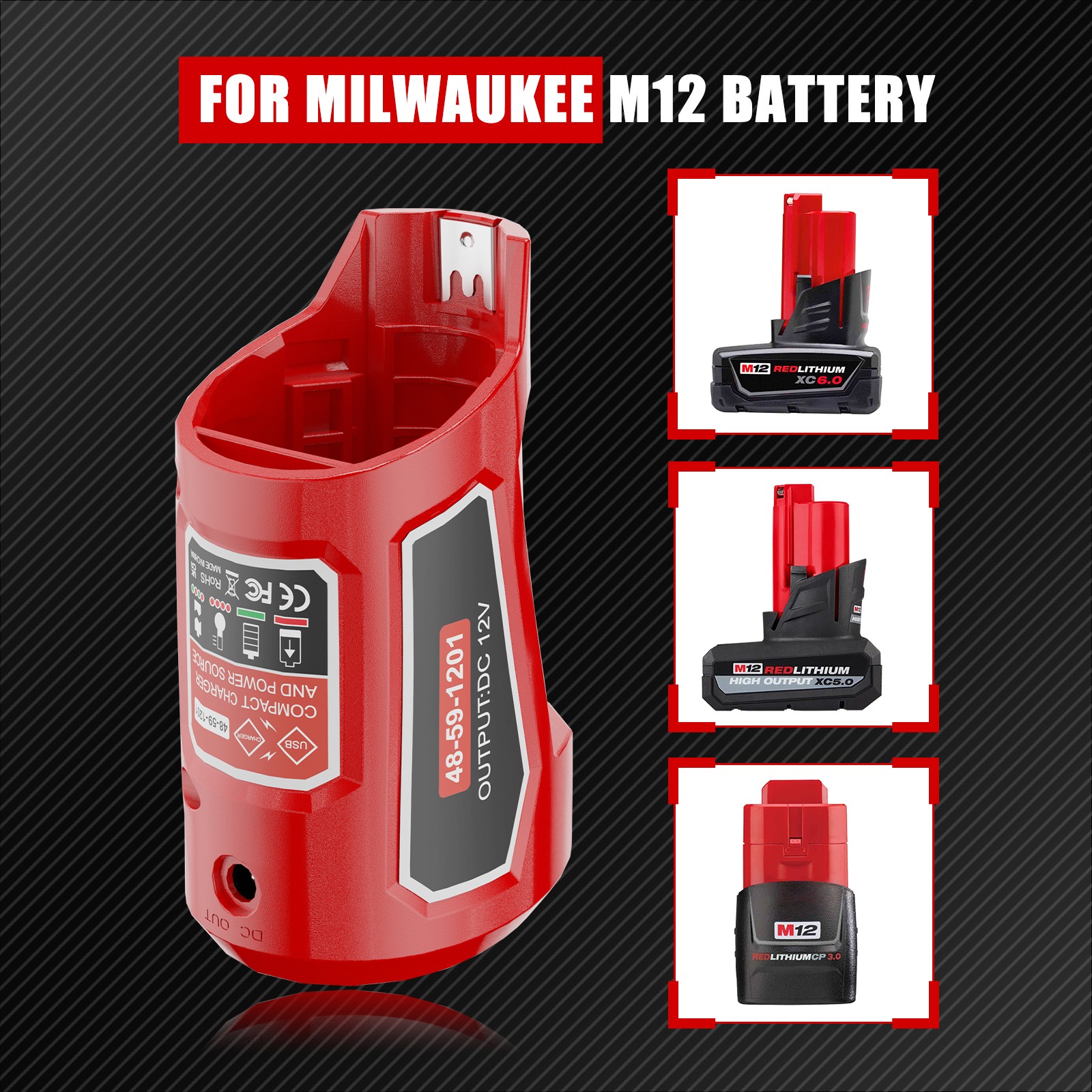 USB Power Source for Milwaukee M12 12V USB Battery Charger Portable Power Supply