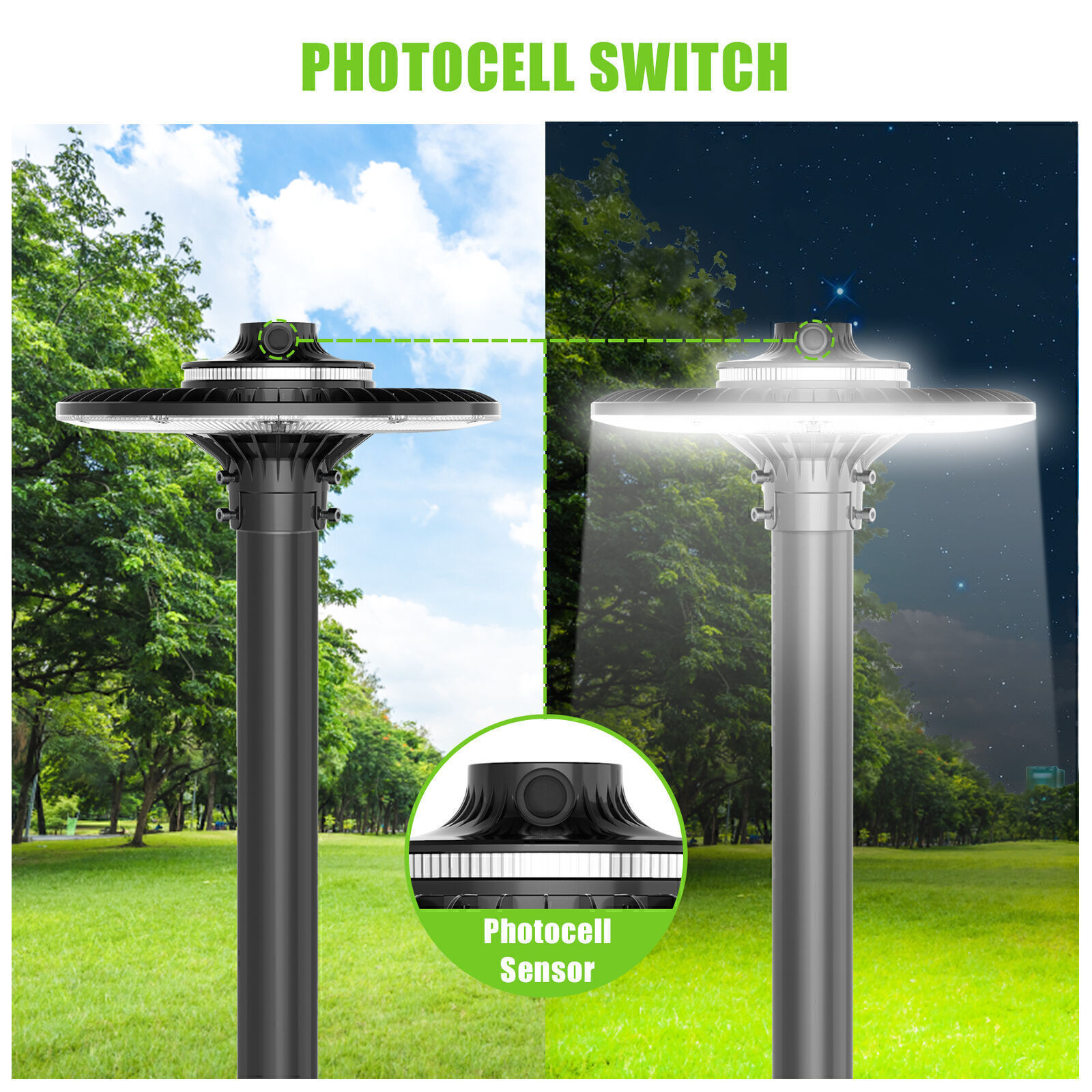 LED Post Top Area Light 80W/100W/120W/150W/200W Outdoor Parking Lot Street Lamp