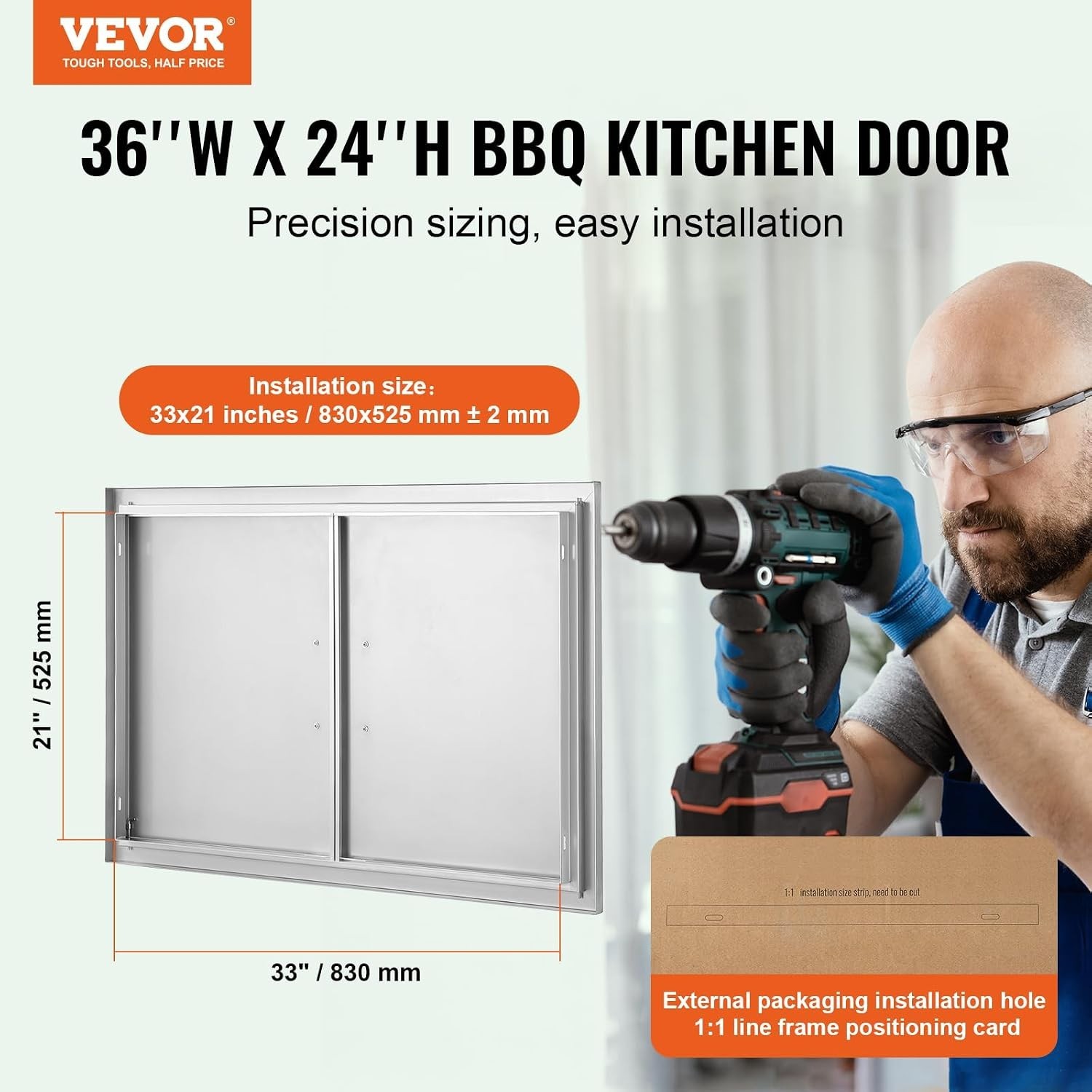 36″ x 24″ Stainless Steel BBQ Access Door – Flush Mount Outdoor Kitchen Upgrade