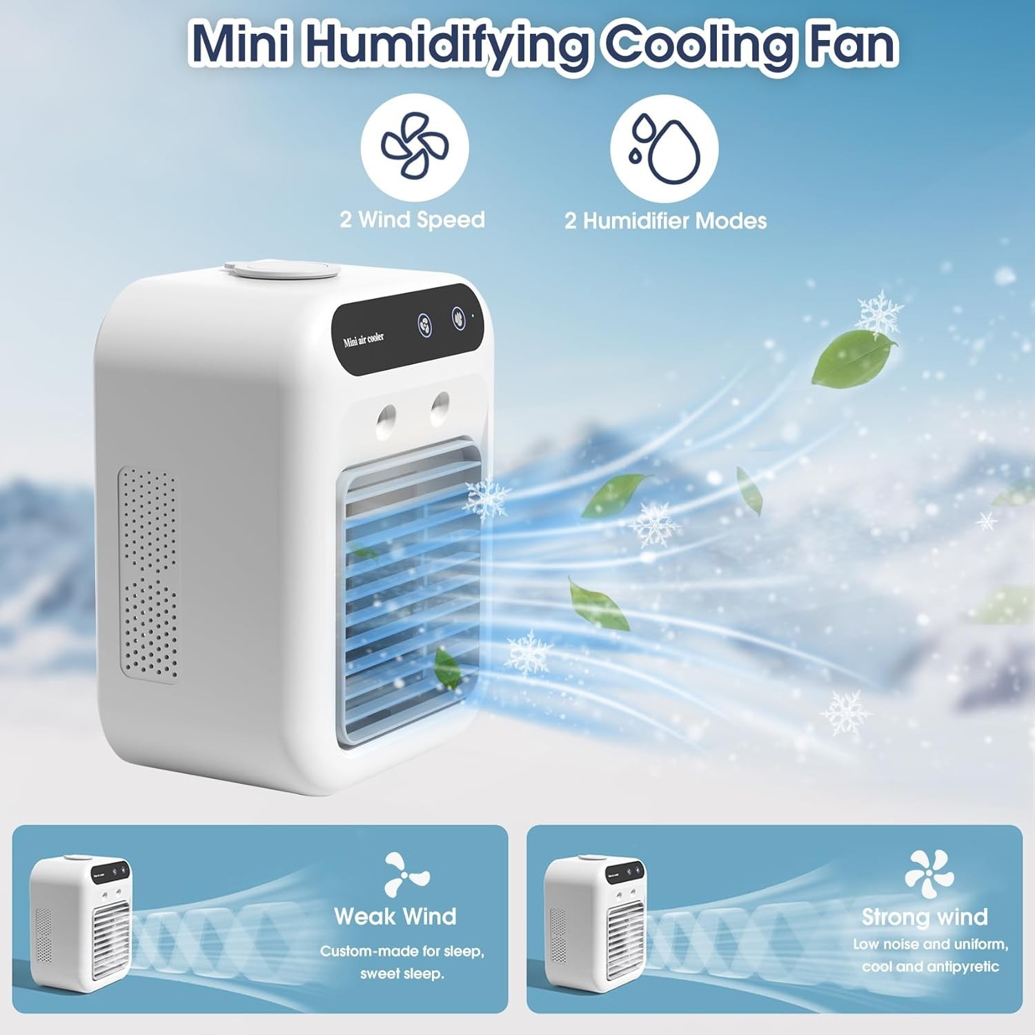 Portable Air Conditioner Rechargeable Mini AC Cooling Fan 2 Speed Spray