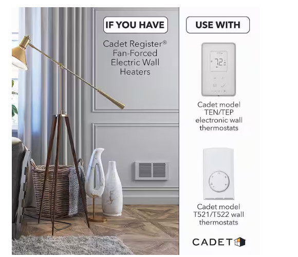 Cadet Double-Pole 15A Line Voltage 120/240V TEP Programmable Thermostat White