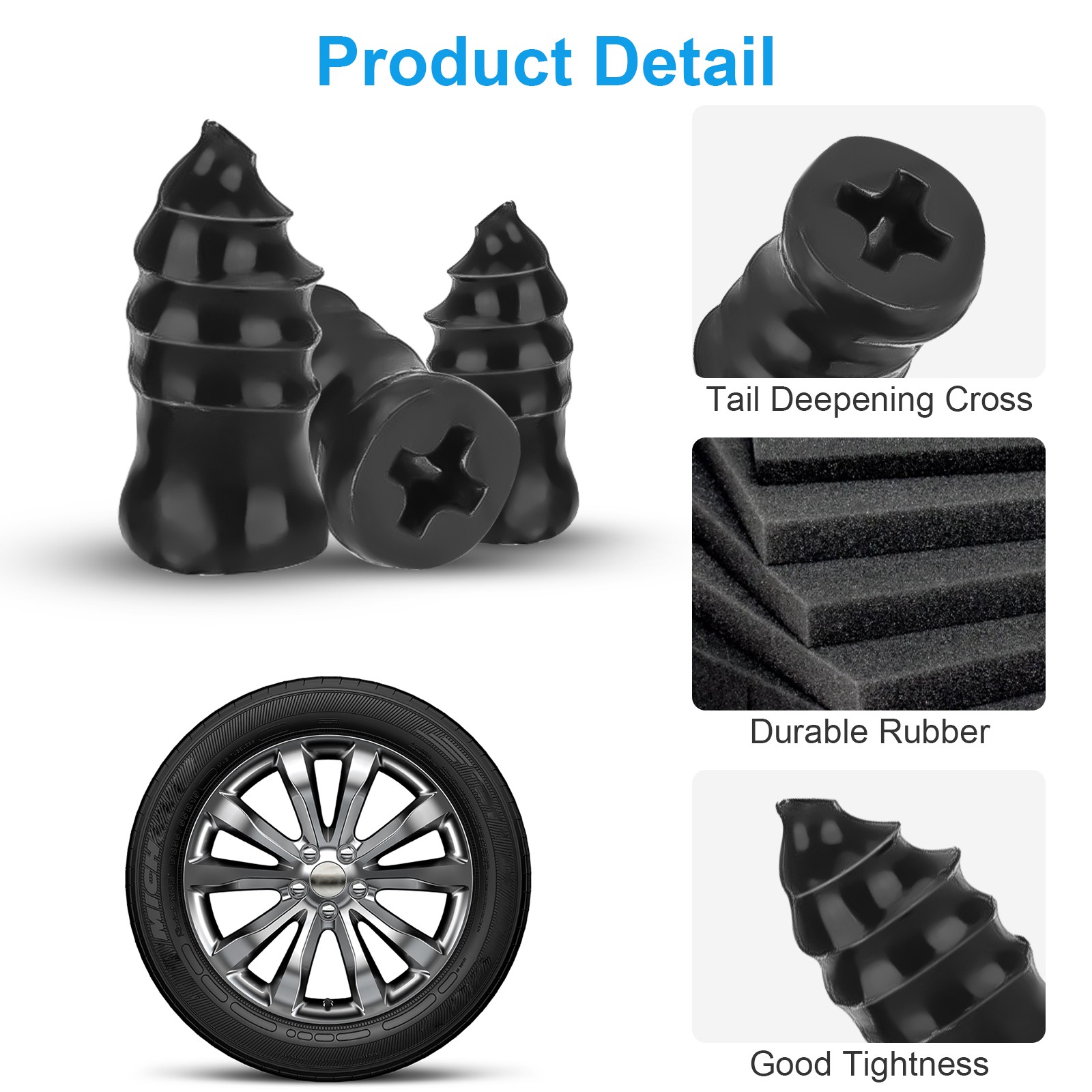 100Pcs Tire Repair Rubber Nails Tyre Puncture Repair Screws Kit with Screwdriver