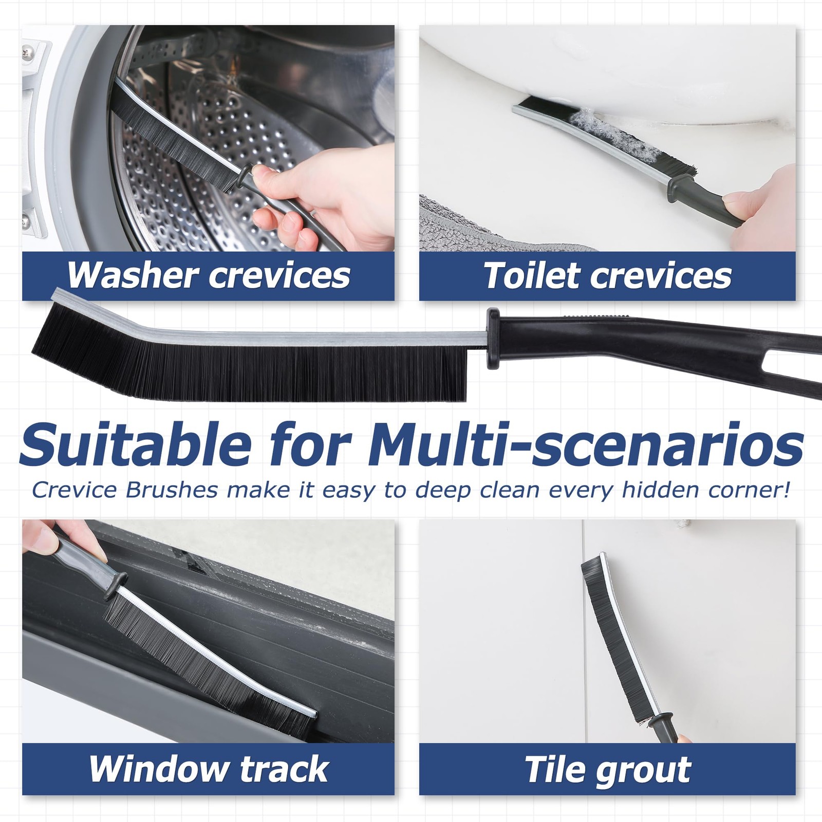 Grout Brush with Long Handle, Grout Cleaner Brush for Tile Floors