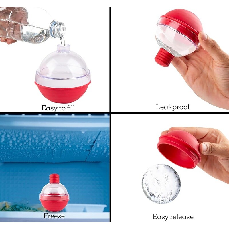 Reusable Ice Cube Tray 3 Pack Large Round Ice Ball Maker Whiskey Cocktails New