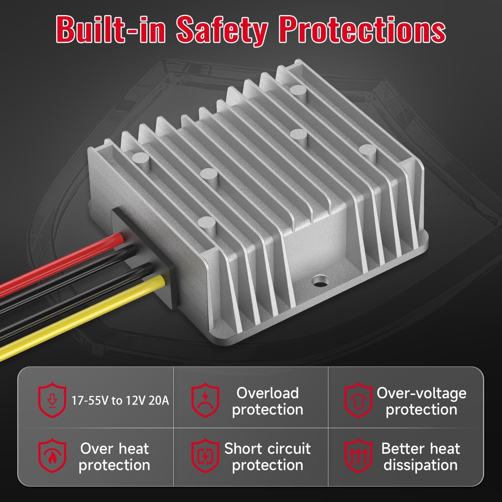 18V to 12V 20A 240W Step Down Converter Compatible with Milwaukee 18V Battery