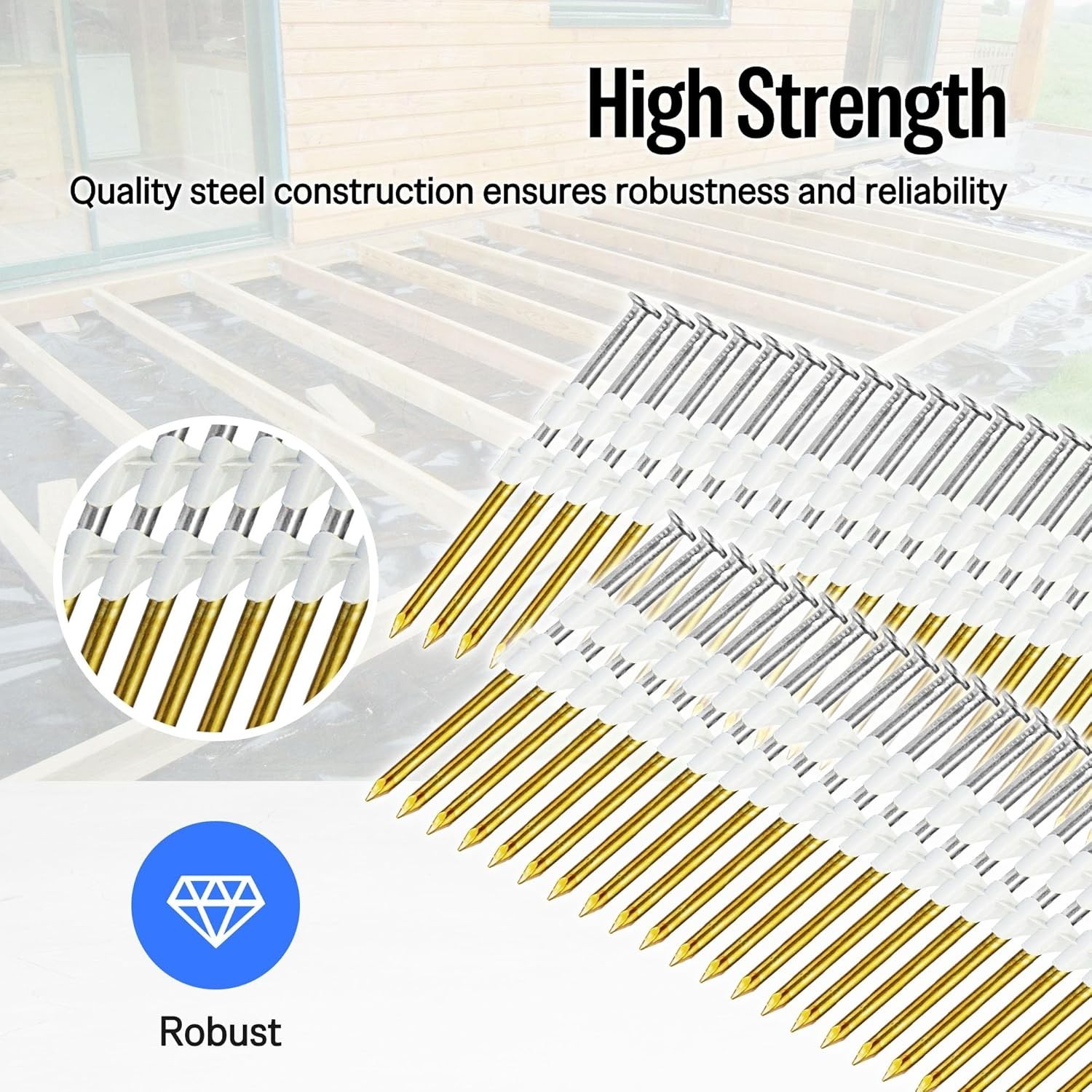 5,000 Counts meite Framing Nails 2-3/8 Inch, 21 Degree Smooth Shank Bright Steel