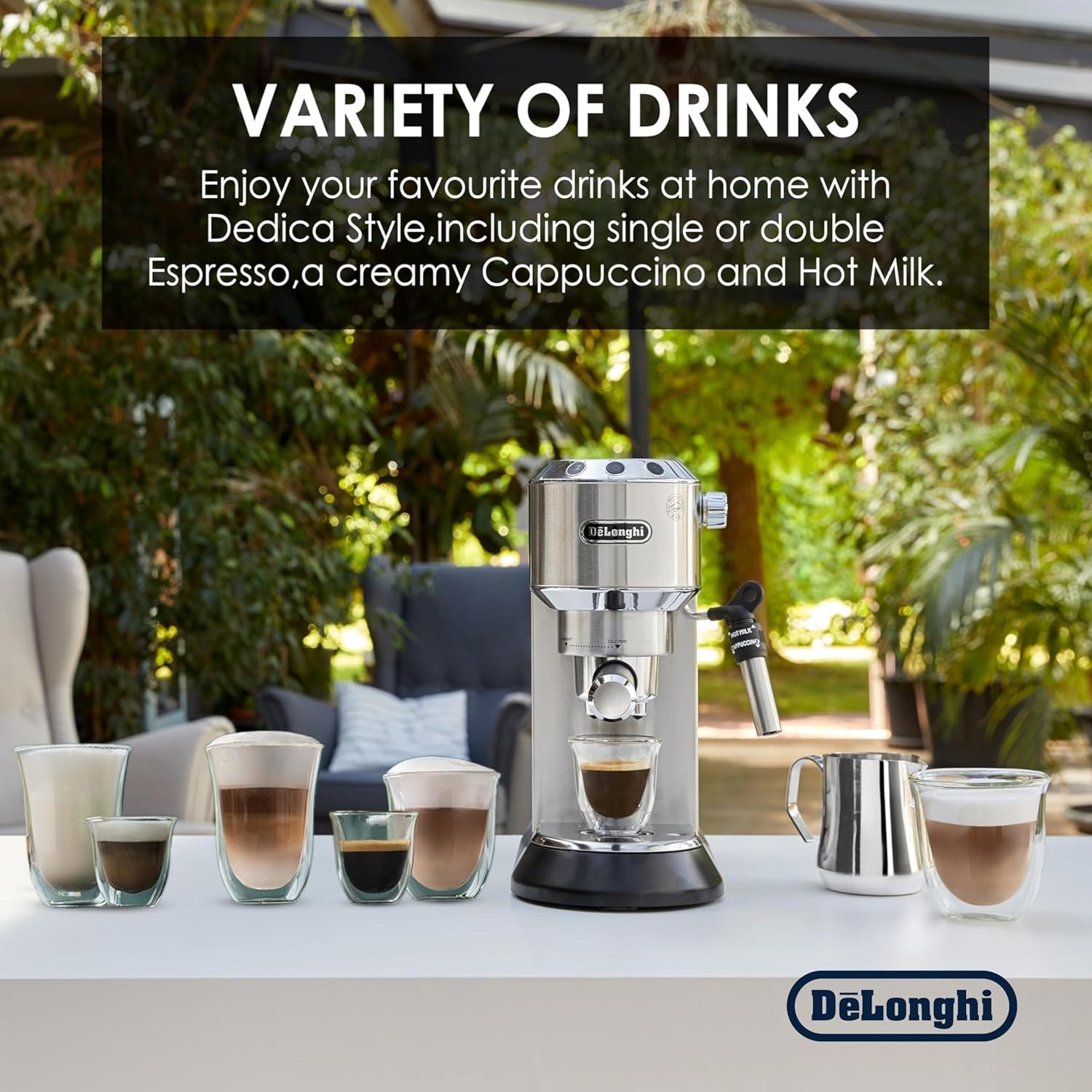 Delonghi EC685M Dedica Automatic Espresso Cappuccino Maker Machine 35oz Metallic