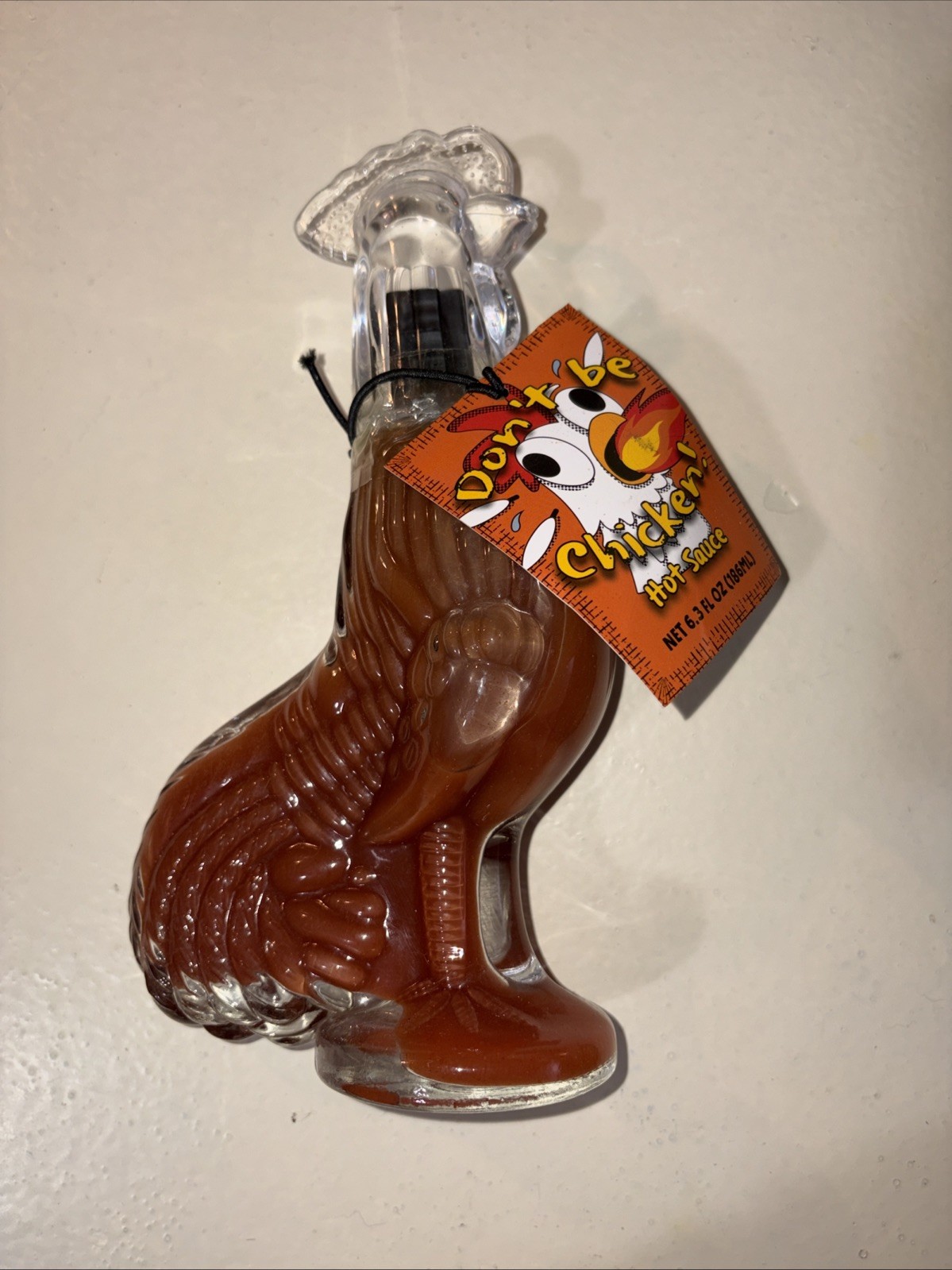 Don’t Be Chicken Hot Sauce Molded Glass Bottle 6.3oz Red Habanero Wing Sauce