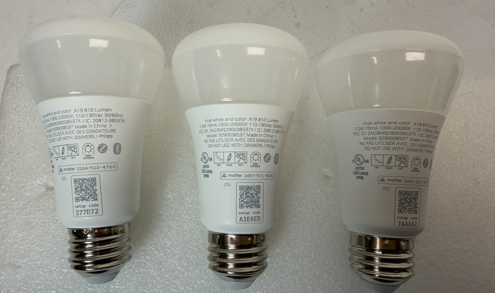 Philips Hue Smart LED A19 Bulb, 3 Pack, White & Color Ambiance, Dimmable, E26