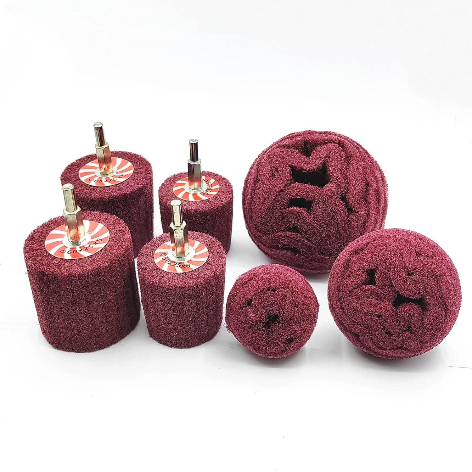 7-Pcs Mixed Set Non Woven Abrasive Buffing Wheels,1/4″ Shank Drill for Polishing