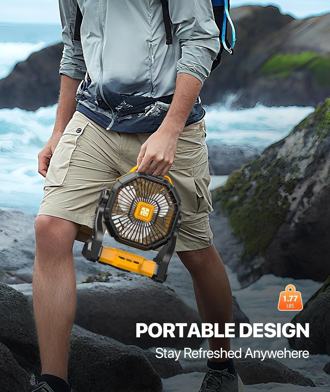 Camping Fan with LED Lantern USB Rechargeable Battery Powered Tent Fan Portable