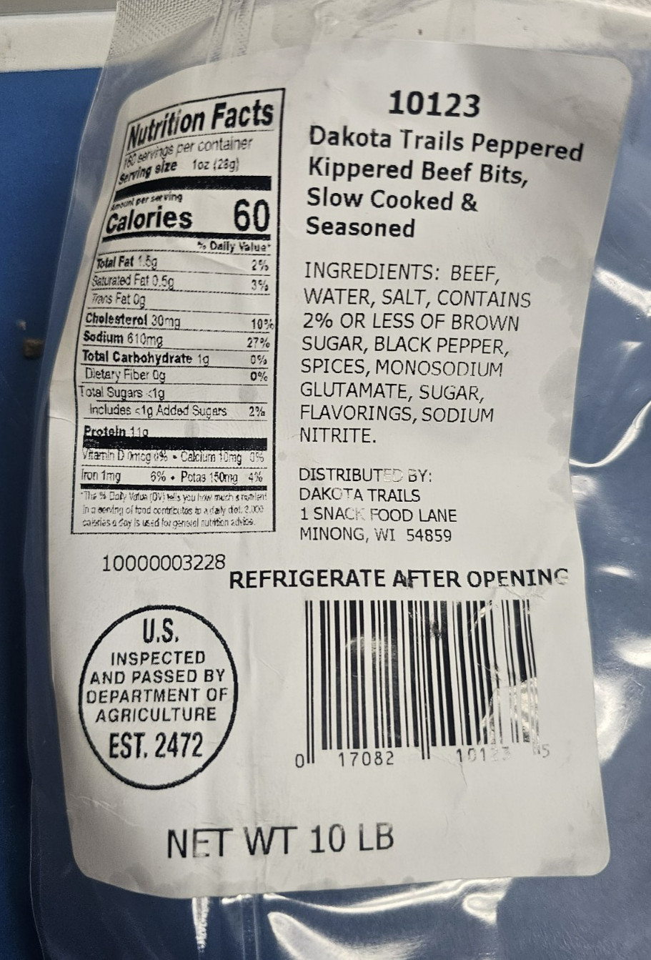 10lb Peppered Dakota Trails Kippered Beef Bits – FREE SHIPPING – 12/18/26+ exp