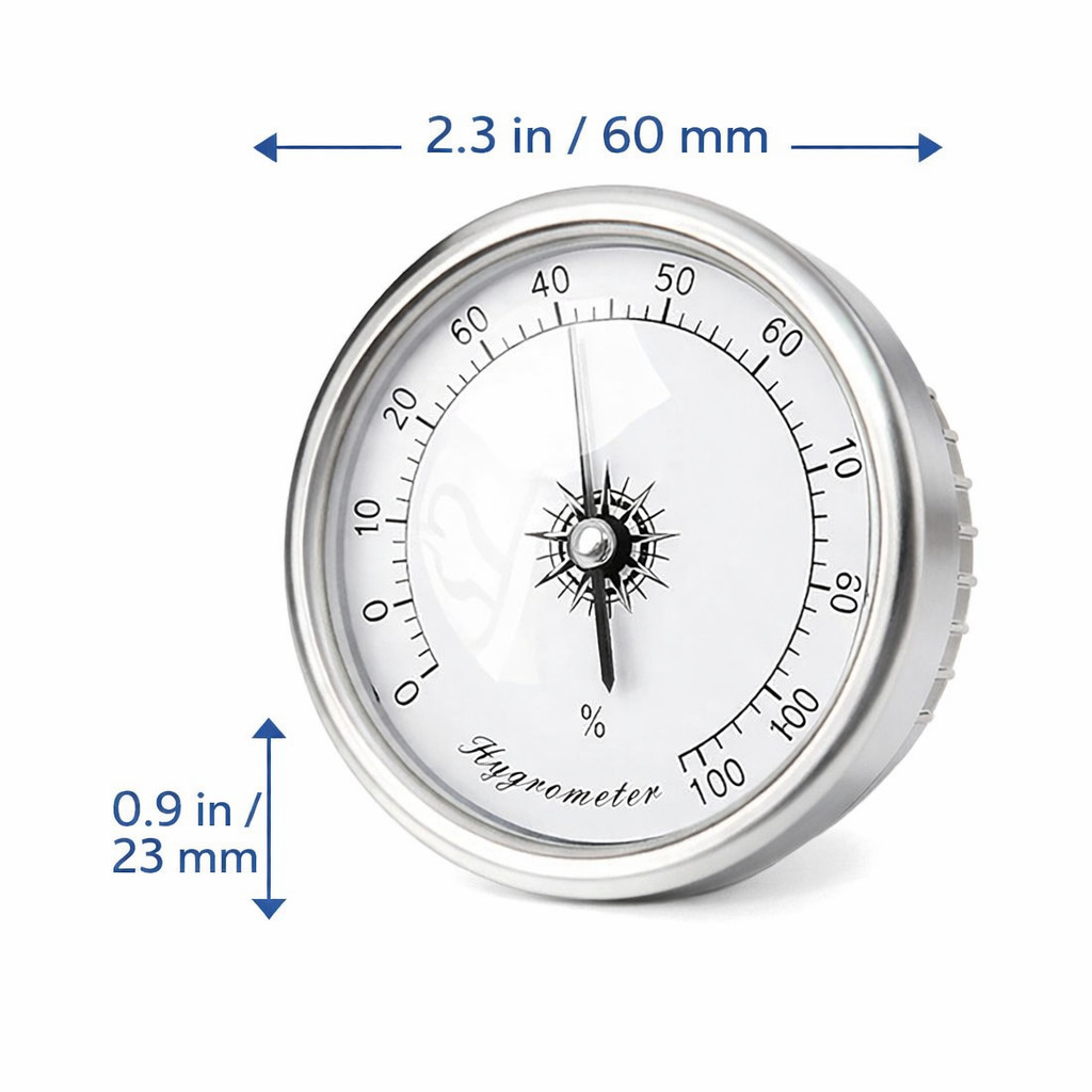 Premium Analog Hygrometer – All-Steel Silver Precision Humidity Gauge –1 Year W/