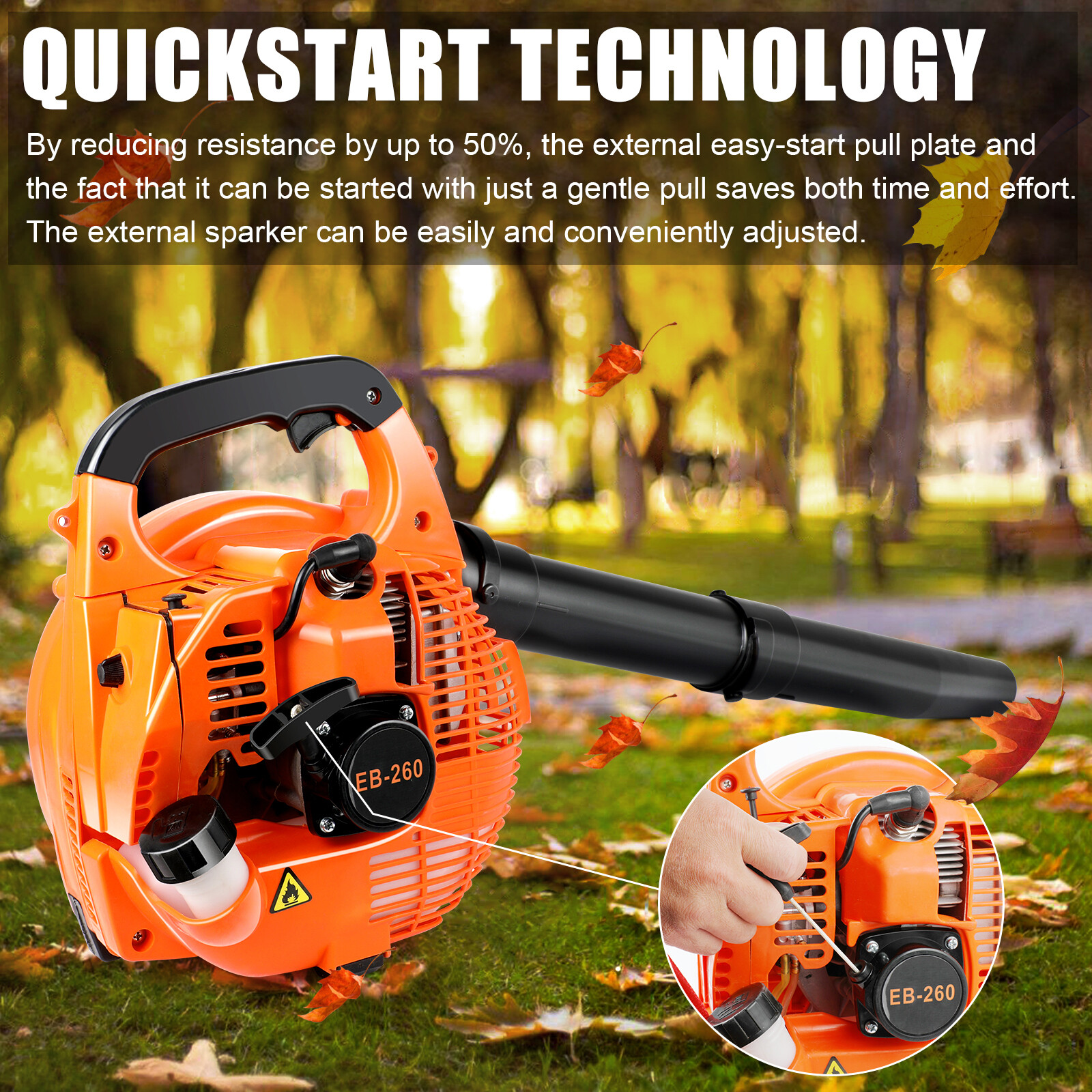 Handheld 2-Stroke Leaf Blower Gas Powered Commercial Heavy Duty Grass Yard