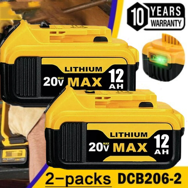 2Pack 12.0AH For DeWalt 20V 20 Volt Max Lithium Ion Battery DCB206-2 DCB205-2 US