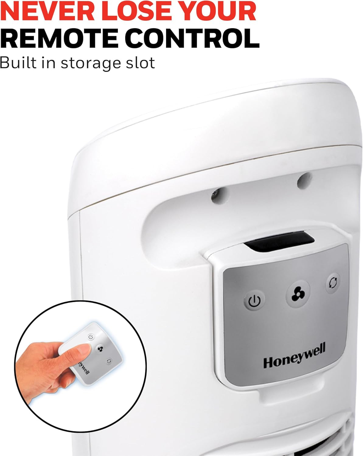 Quietset Whole Room Oscillating Tower Fan with Remote, White, HYF260