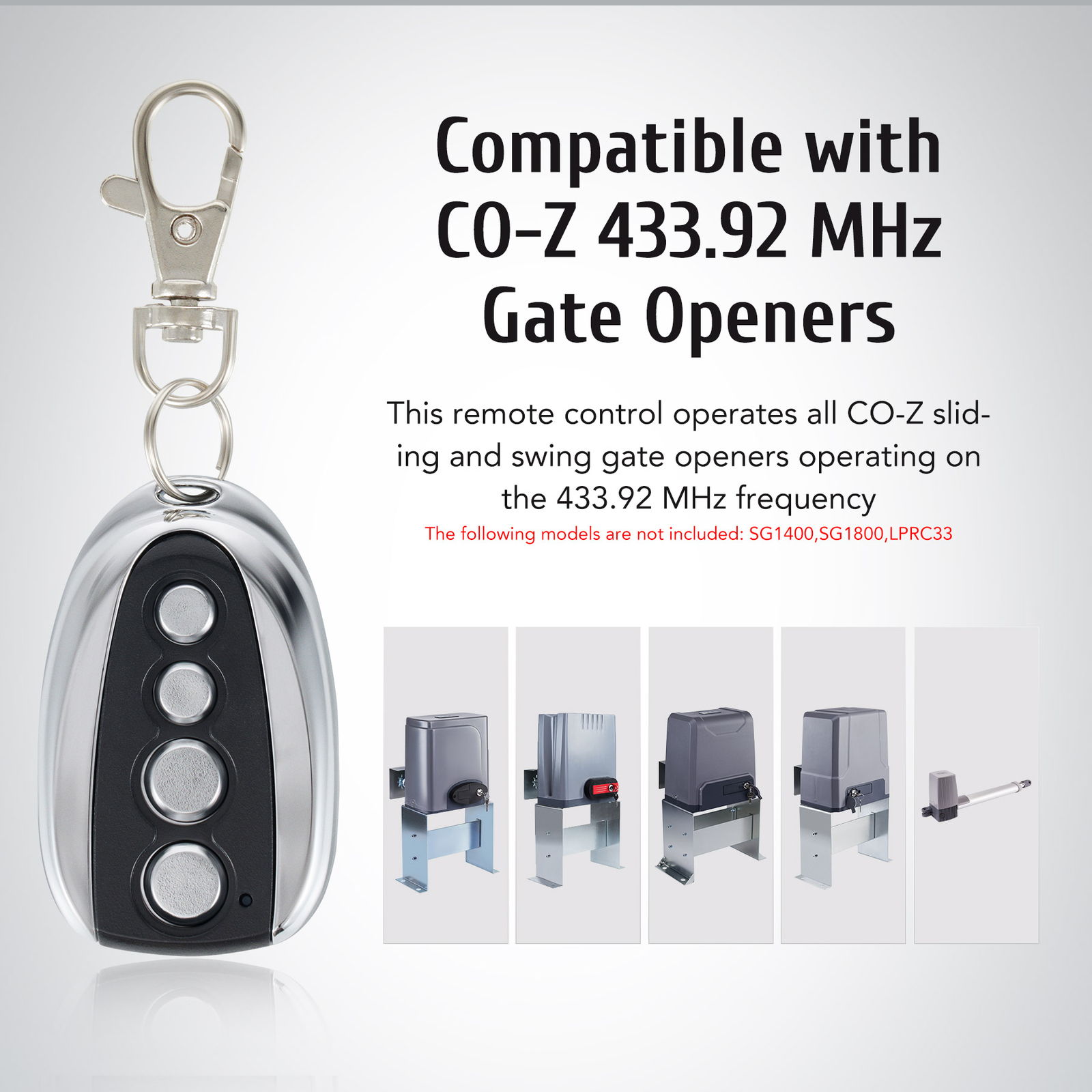 2 Remote Control Backup Key for CO-Z Sliding Gate Opener Exclusive Fit
