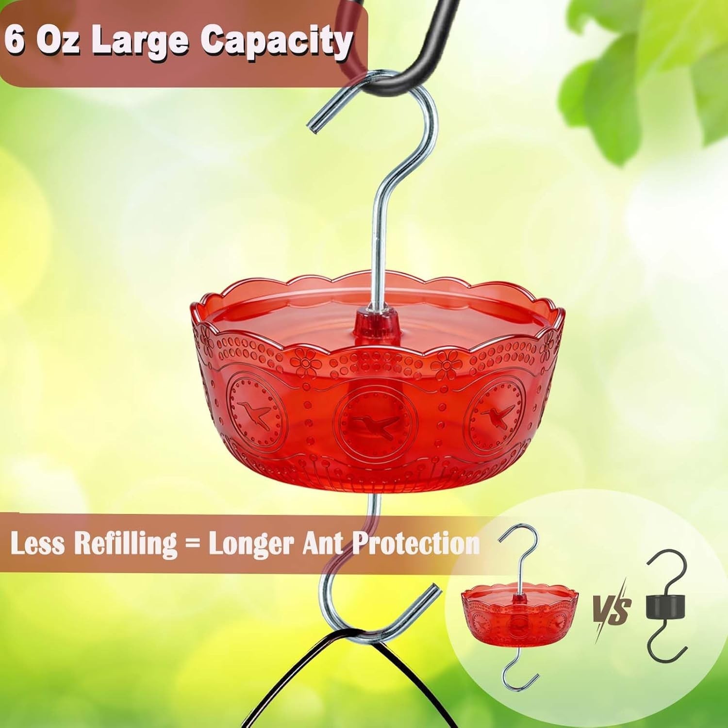 Ant Moat for Hummingbird Feeders, (4 Pack, 6 OZ) Vintage Style Humingbird Feeder