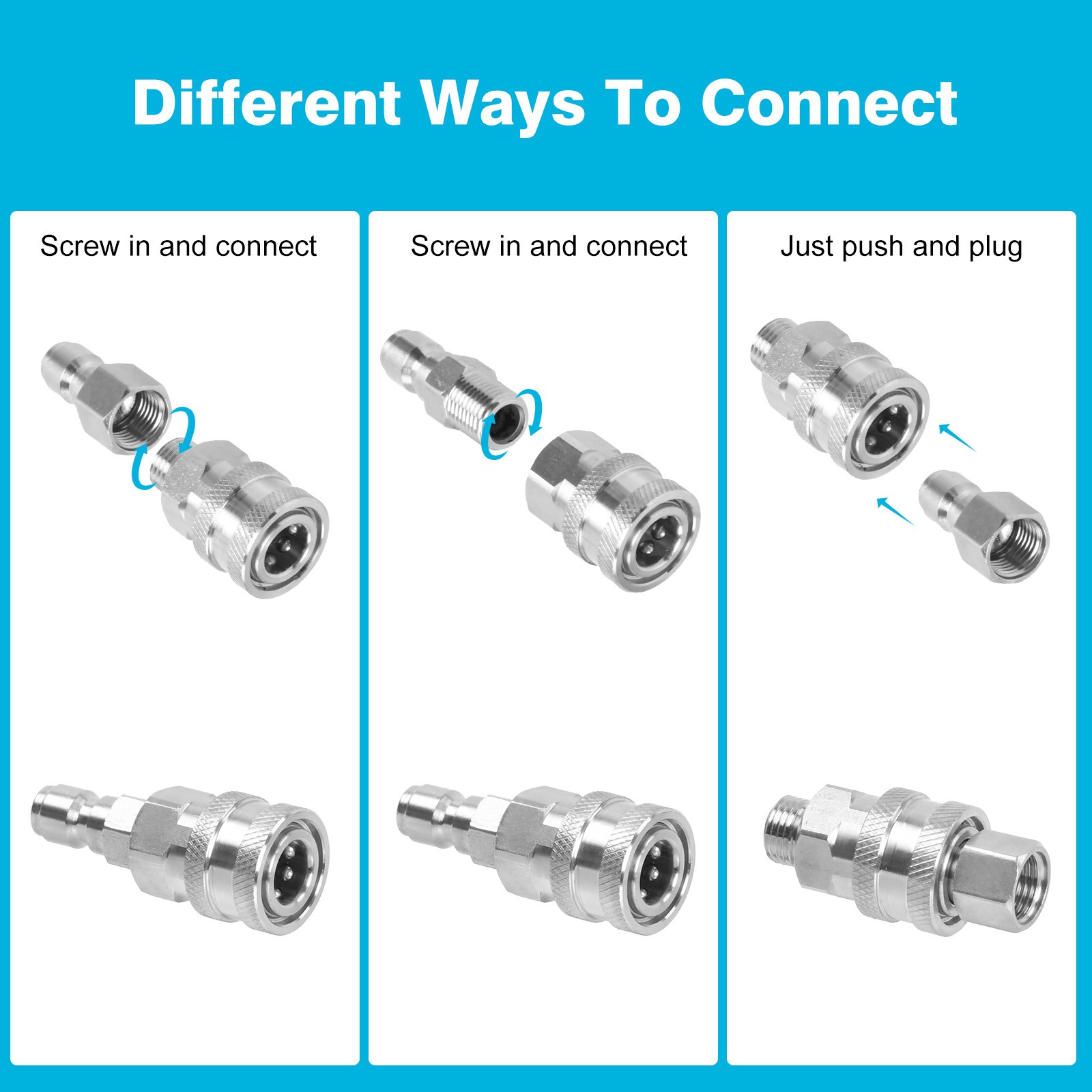 2 Sets NPT 1/4 Inch Pressure Washer Coupler Quick Connect Plug Fitting Adapter