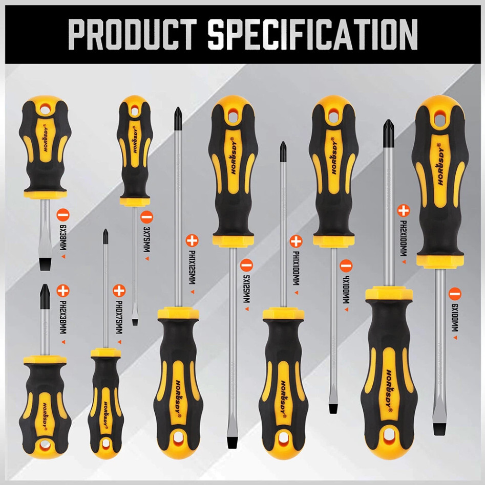 Magnetic Screwdriver Set 11-Pieces 5 Phillips 5 Flat Head Tips Magnetizer Tool