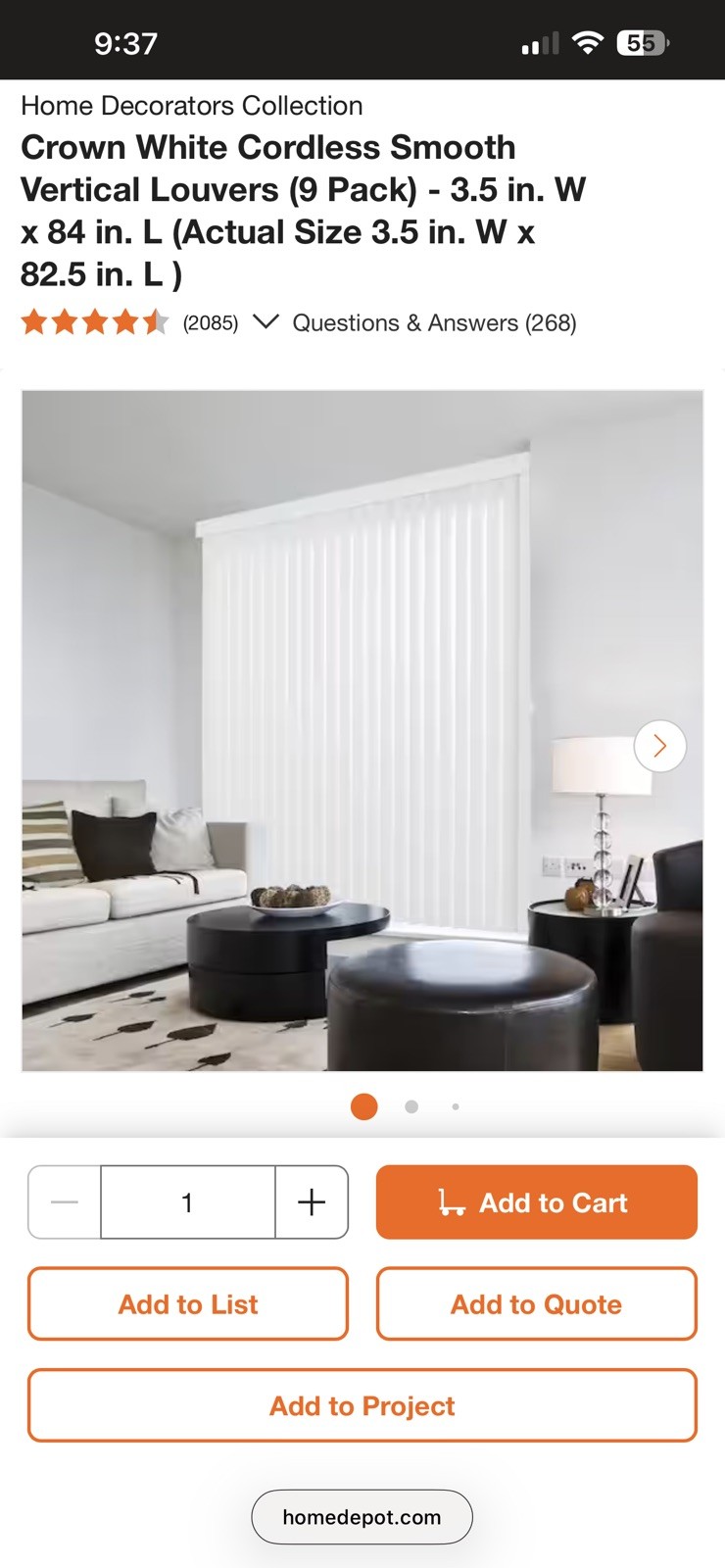 Vertical Blind Slats 3.5in White PVC Room Darkening Louvers 84in Window – 2pack