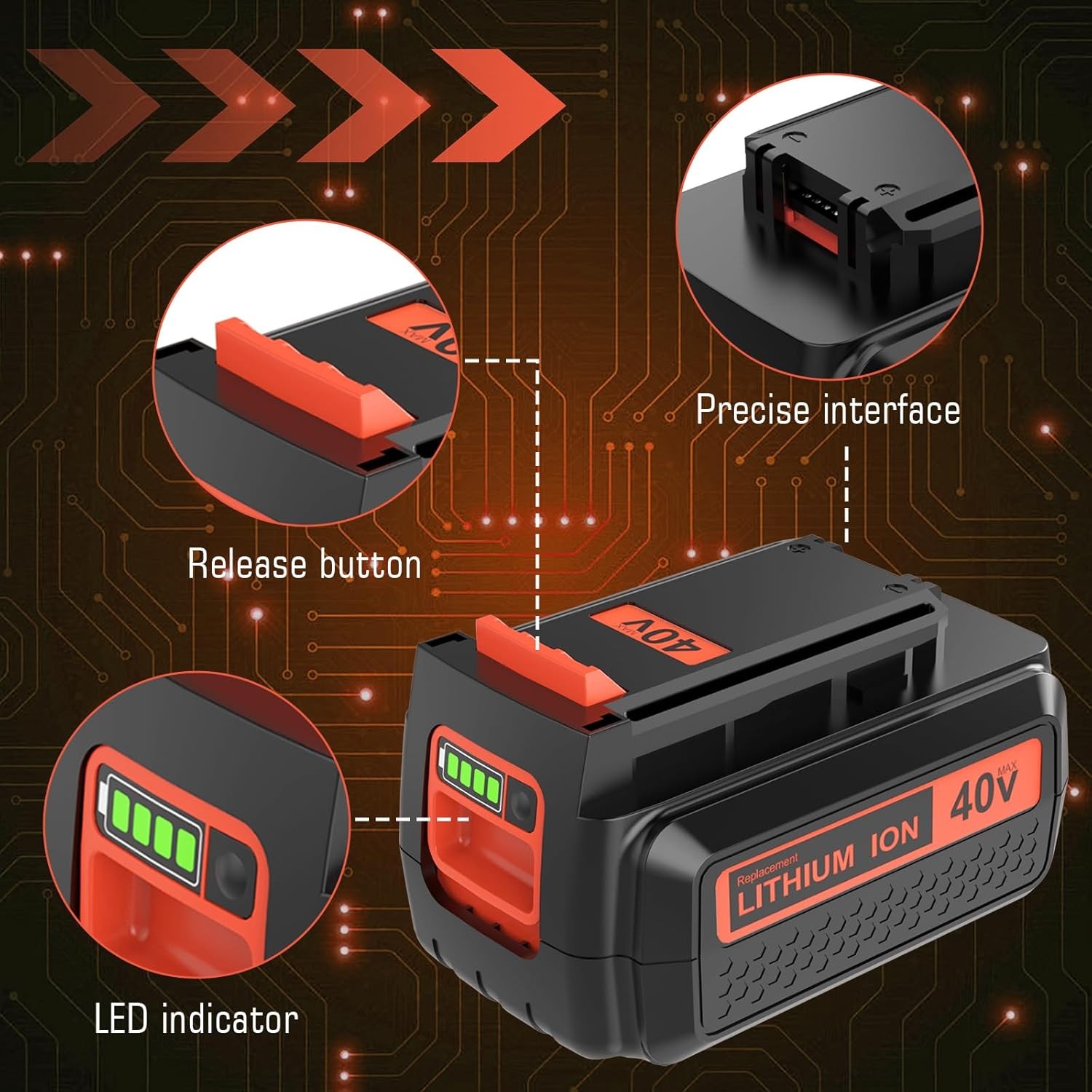 For Black Decker 40Volt 40V Max Li-ion 5.0Ah Battery LBX2040 LBXR36 LST136
