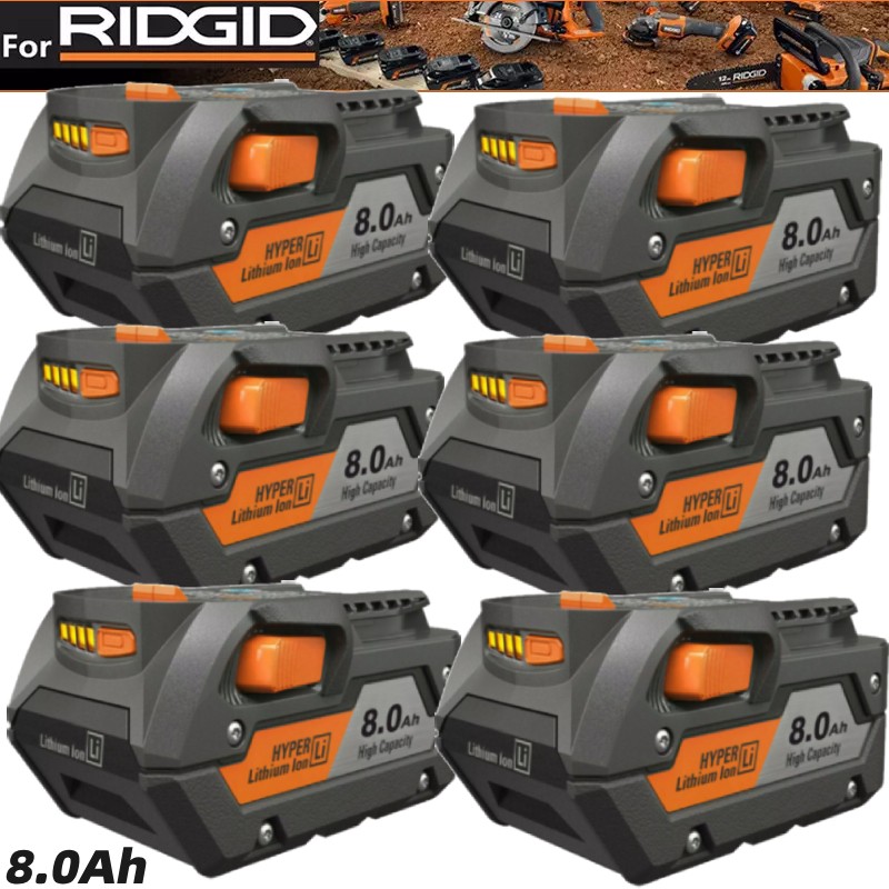 6-1X 18V For RIDGID 8.0Ah Battery R840087 R840083 R840085 R840084 Rigid tools