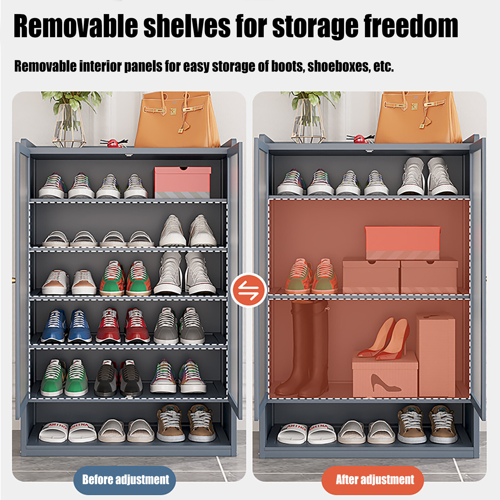 Freestanding Shoe Rack Storage Cabinet Entryway Slippers Organizer Plant Shelf
