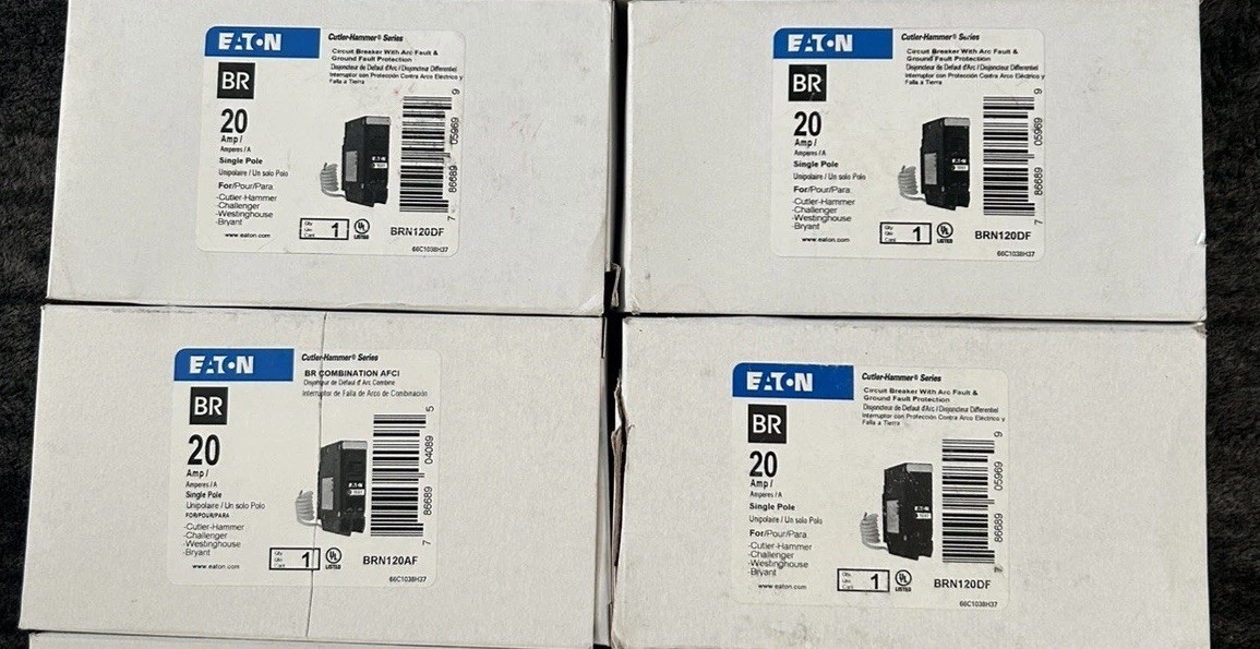 LOT 4 Eaton BRN120DF 20A 120V 1-Pole Dual Function AFCI/GFCI Breaker