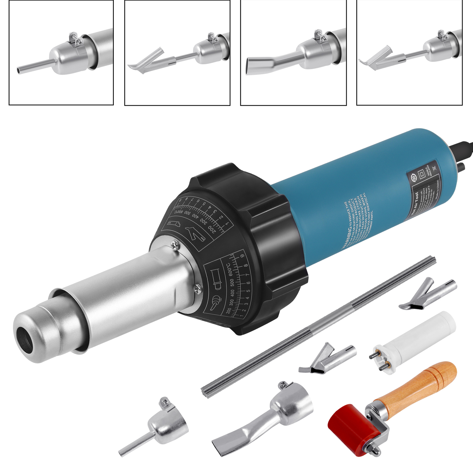 1500W Professional Hot Air Gun Heating Gun Plastic Welder Tool with Nozzles