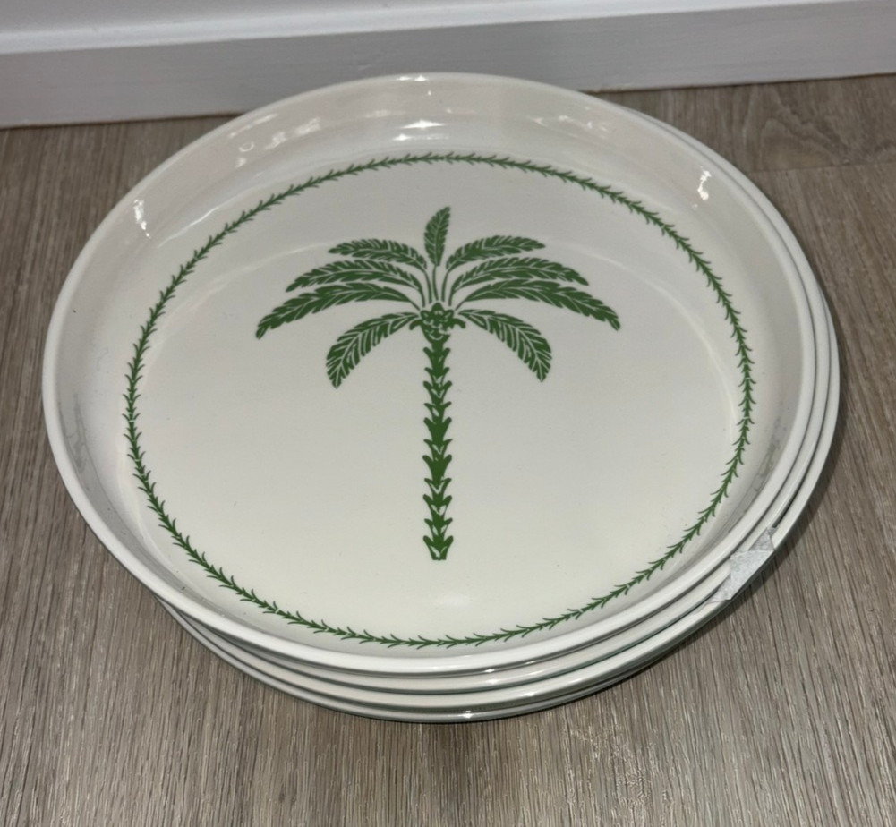 Tommy Bahama Tropical Palm Tree Melamine Salad Plates Set of 4 NEW 8.5 in Beach