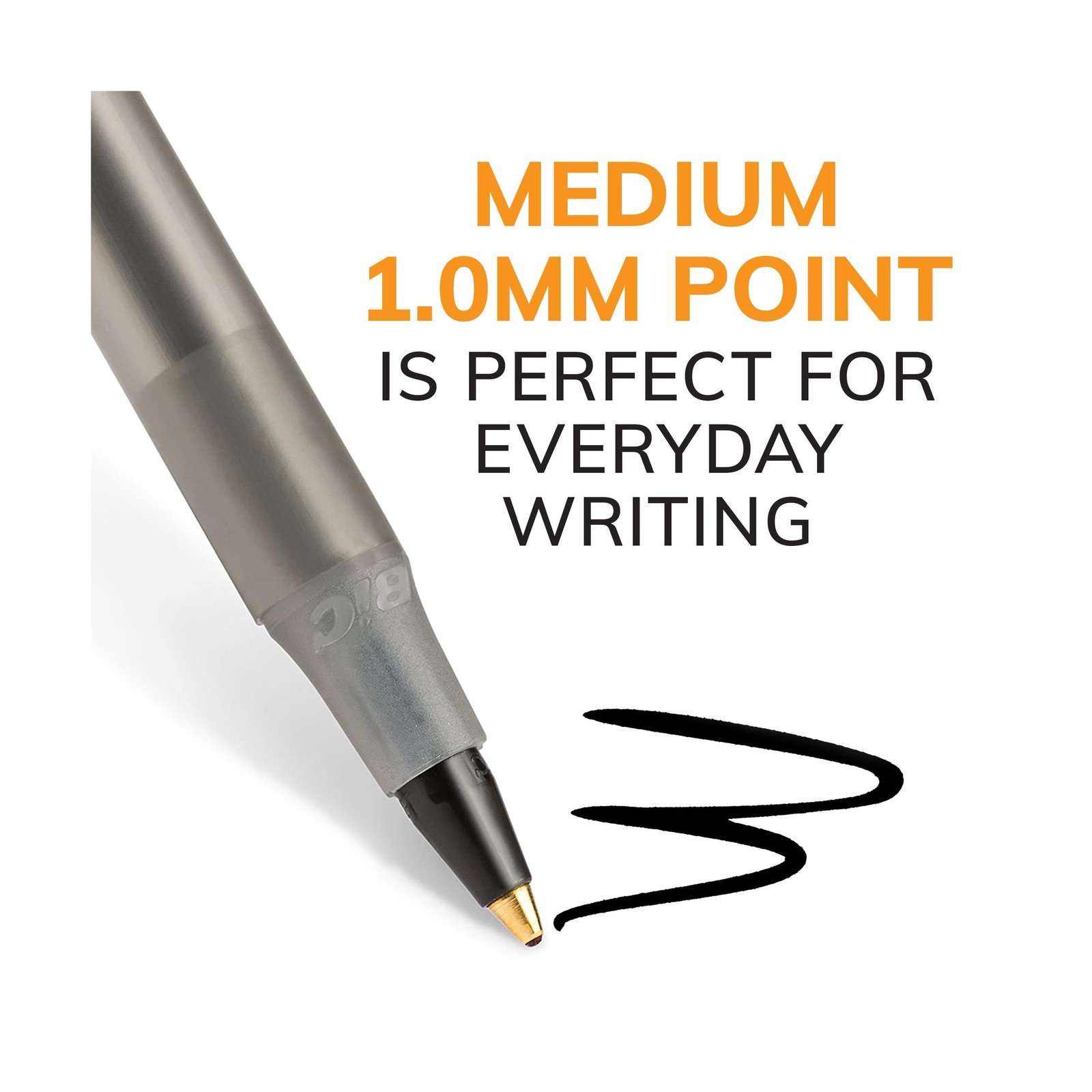 BIC Round Stic Xtra Life Black Ballpoint Pens, Medium Point (1.0mm), 12-Count…
