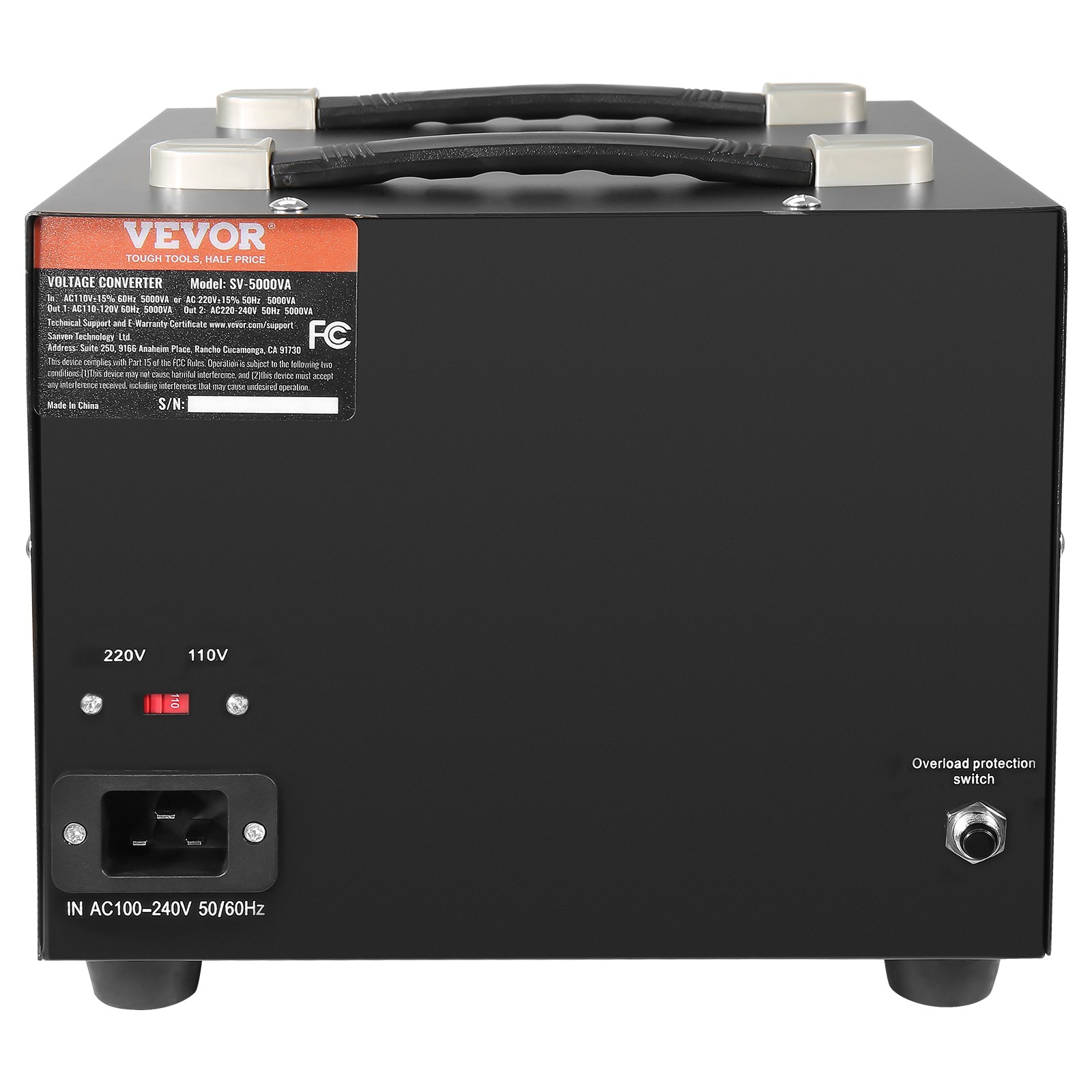 VEVOR 5000W Voltage Converter Transformer Step Up/Down 220V-110V /110V-220V CE