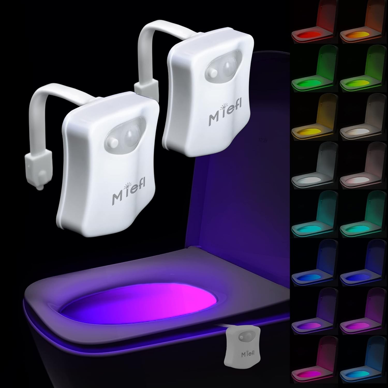 Toilet Light Motion Sensor 16 Colors Changing (2 Pack),LED Glow Toilet Light