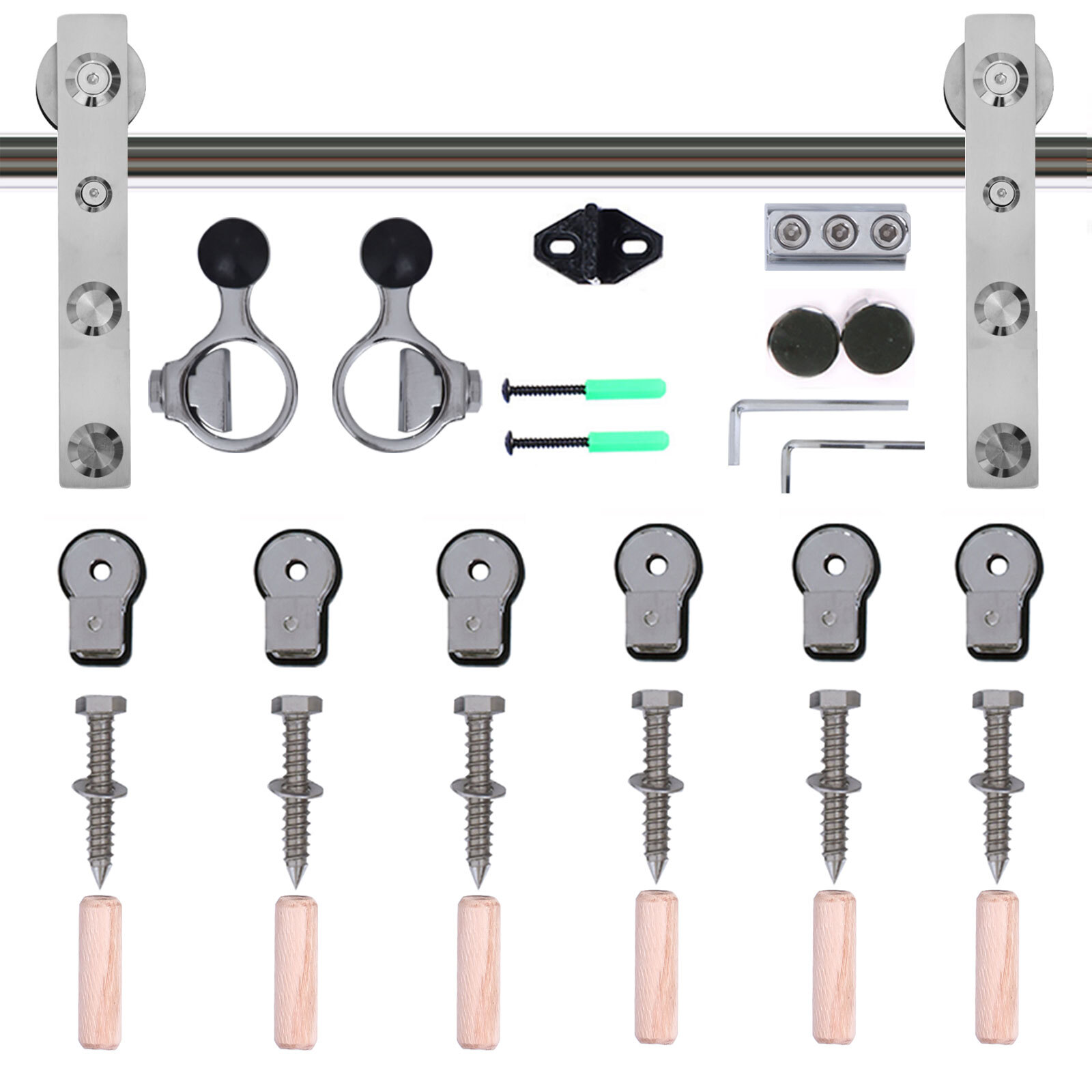 CCJH 4FT-16FT Stainless Steel Sliding Barn Door Hardware Kit Track for Wood Door
