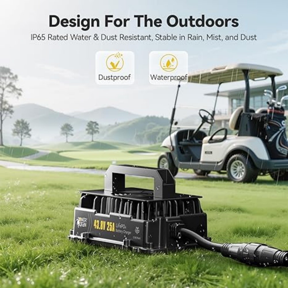 Power Queen 36V 25A LiFePO4 lithium golf cart battery Charger IP65 waterproof