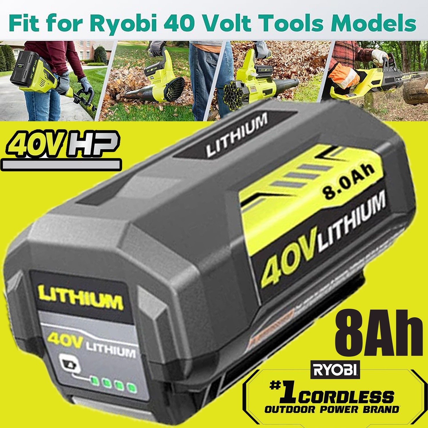 40V 8.0Ah Battery for Ryobi 40 Volt Lithium OP4050 OP40602 OP40261 OP4060 OP4030