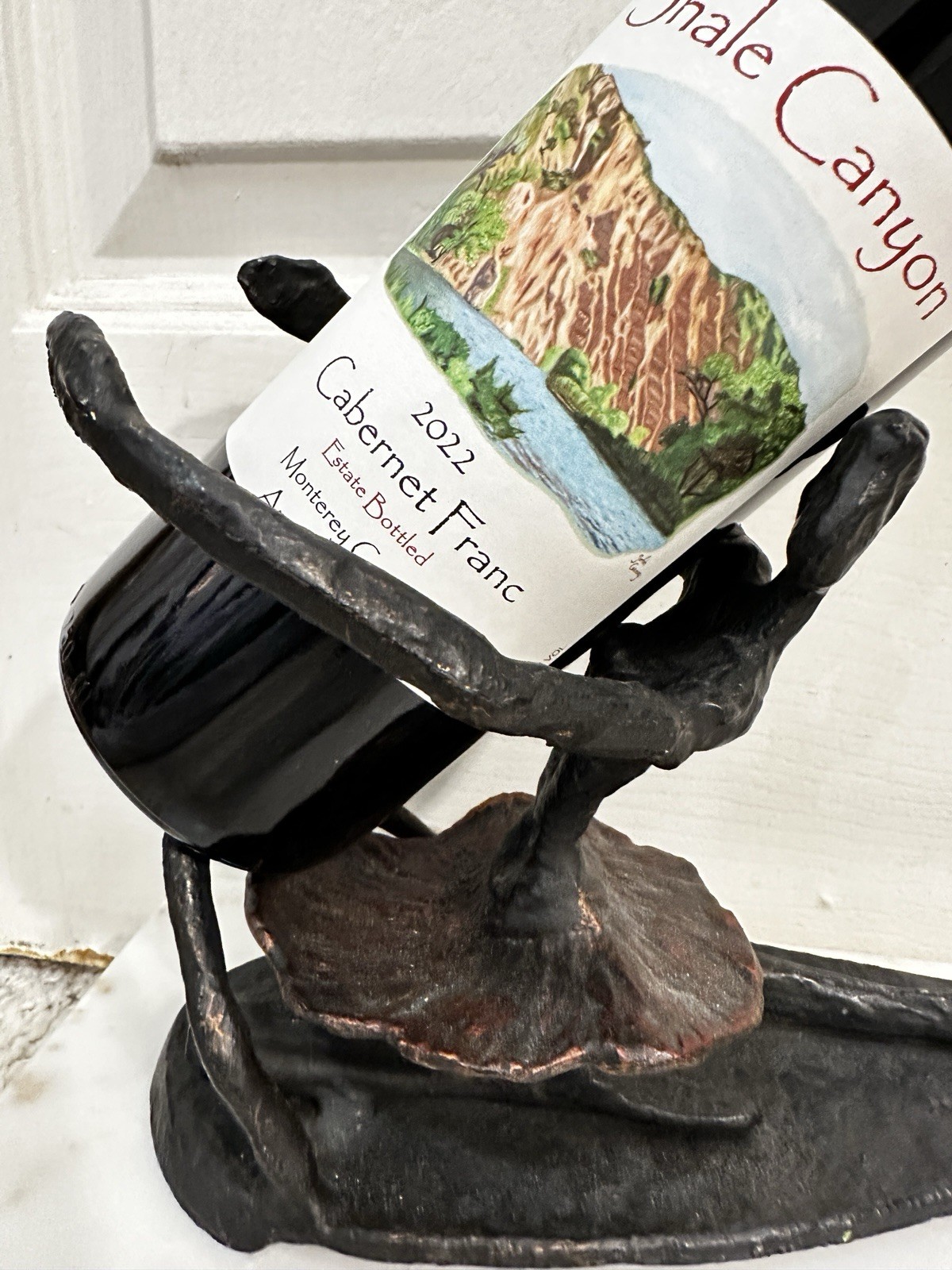 Heavy Black Cast Iron Ballerina Wine Bottle Holder 10” X 7” 3.5lbs