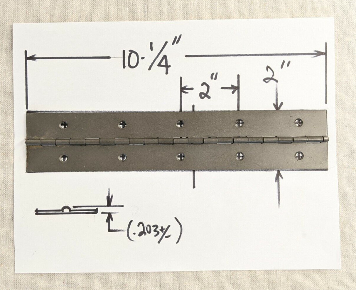 Piano Hinge 10-1/4in x 2in Steel Continuous