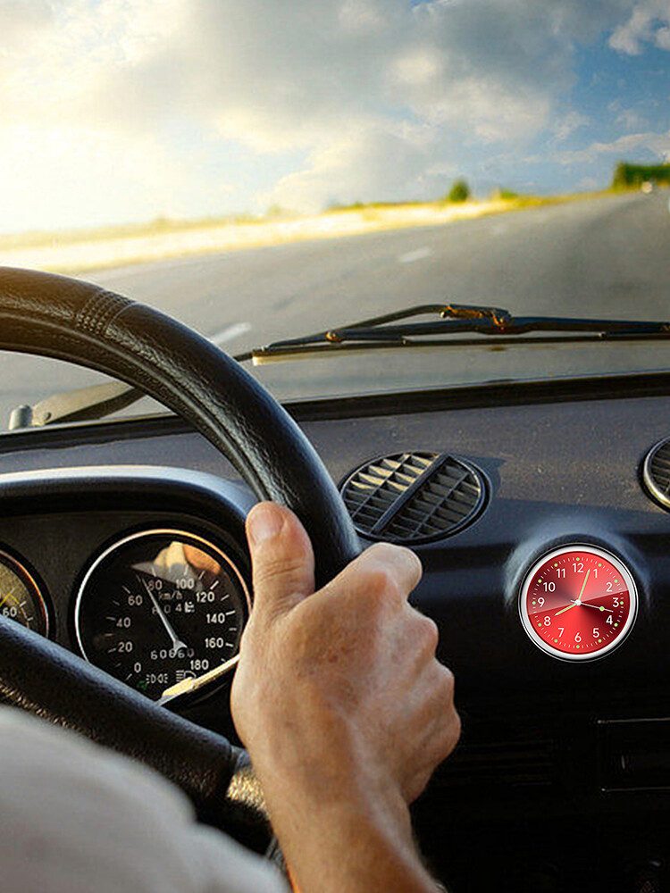 Car Dashboard Clock Mini Tiny Analog Clock Watch for Vehicle Stick On Clock USA