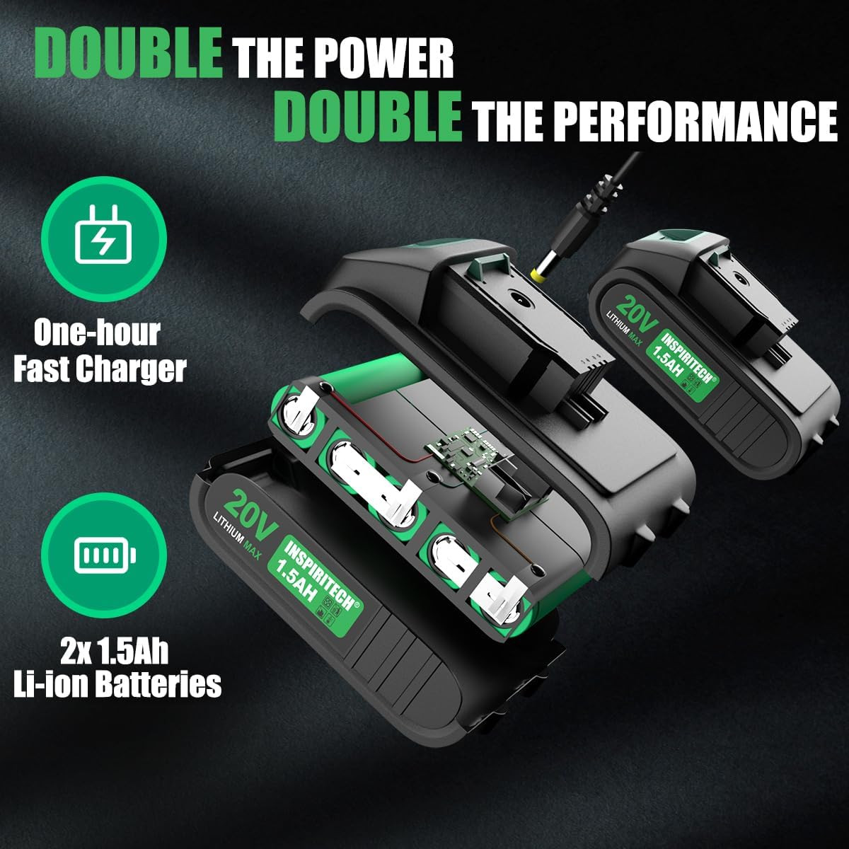 20V Cordless Brushless Power Drill Set with 2 Batteries and Charger, Tool Bag